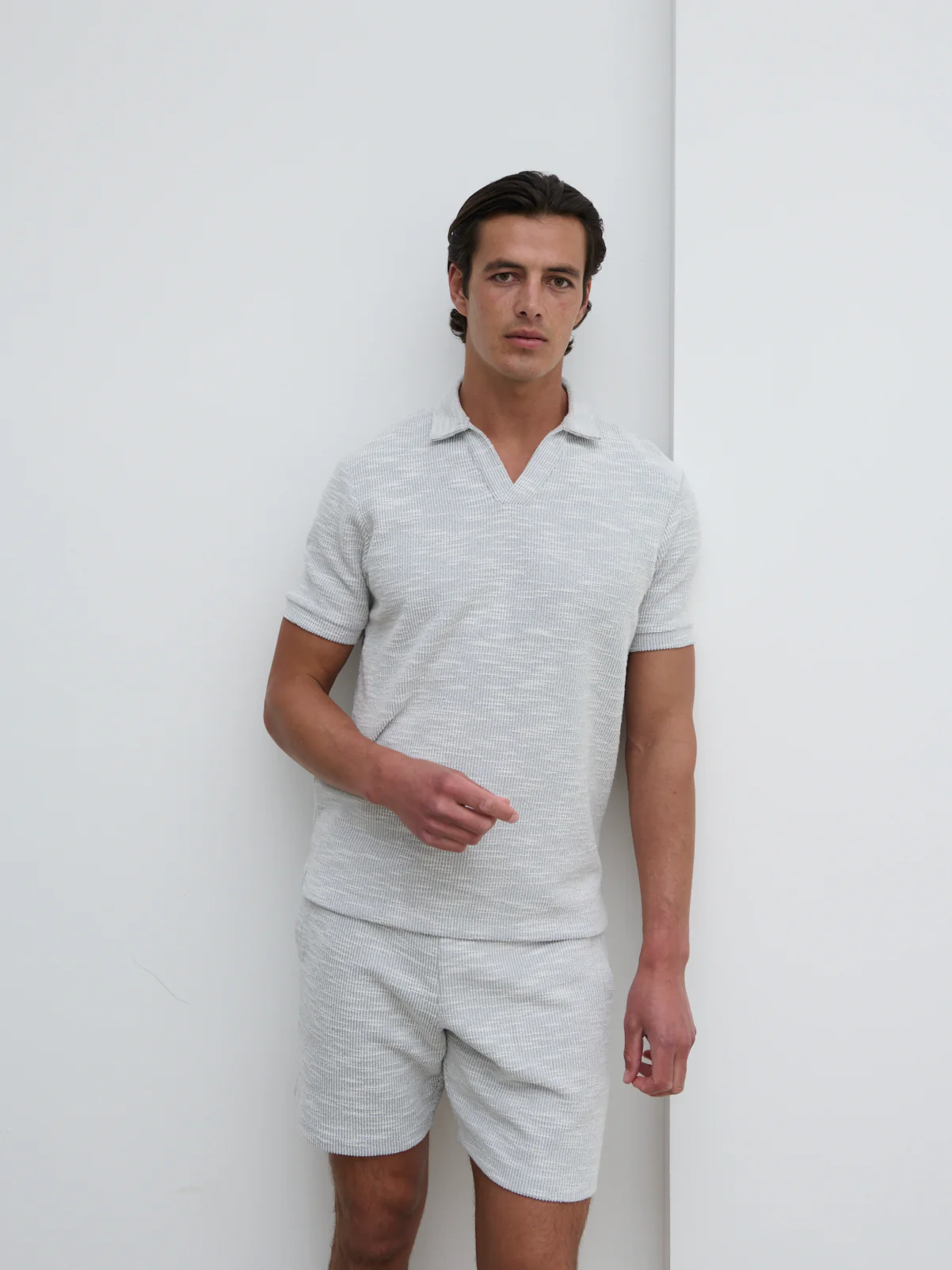 Aaron Textured Jersey Polo - Grey - Image 2