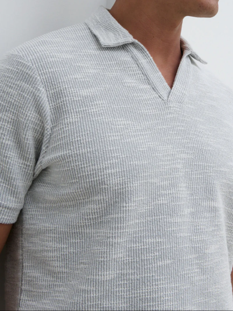 Aaron Textured Jersey Polo - Grey - Image 3