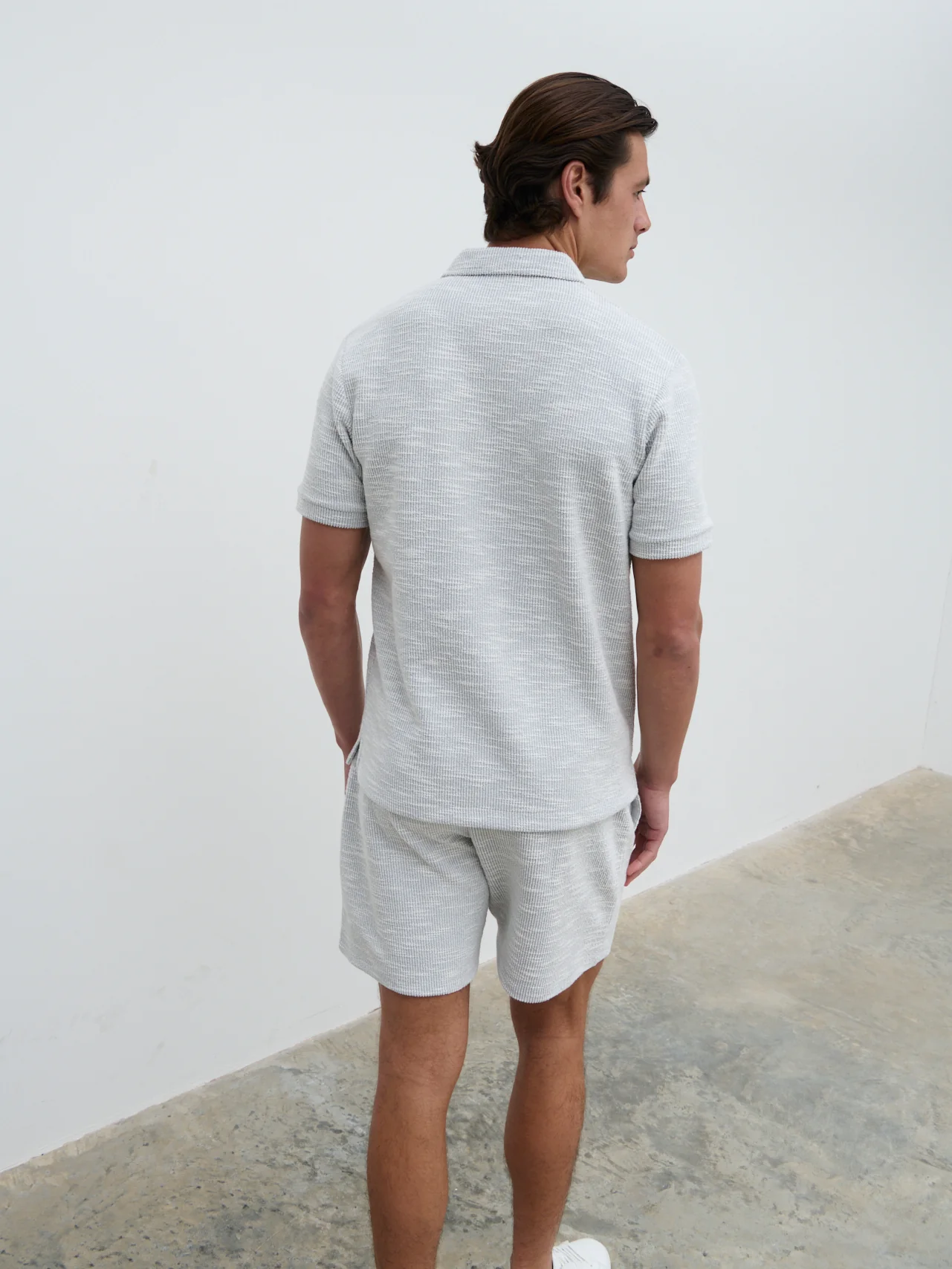 Aaron Textured Jersey Polo - Grey - Image 4