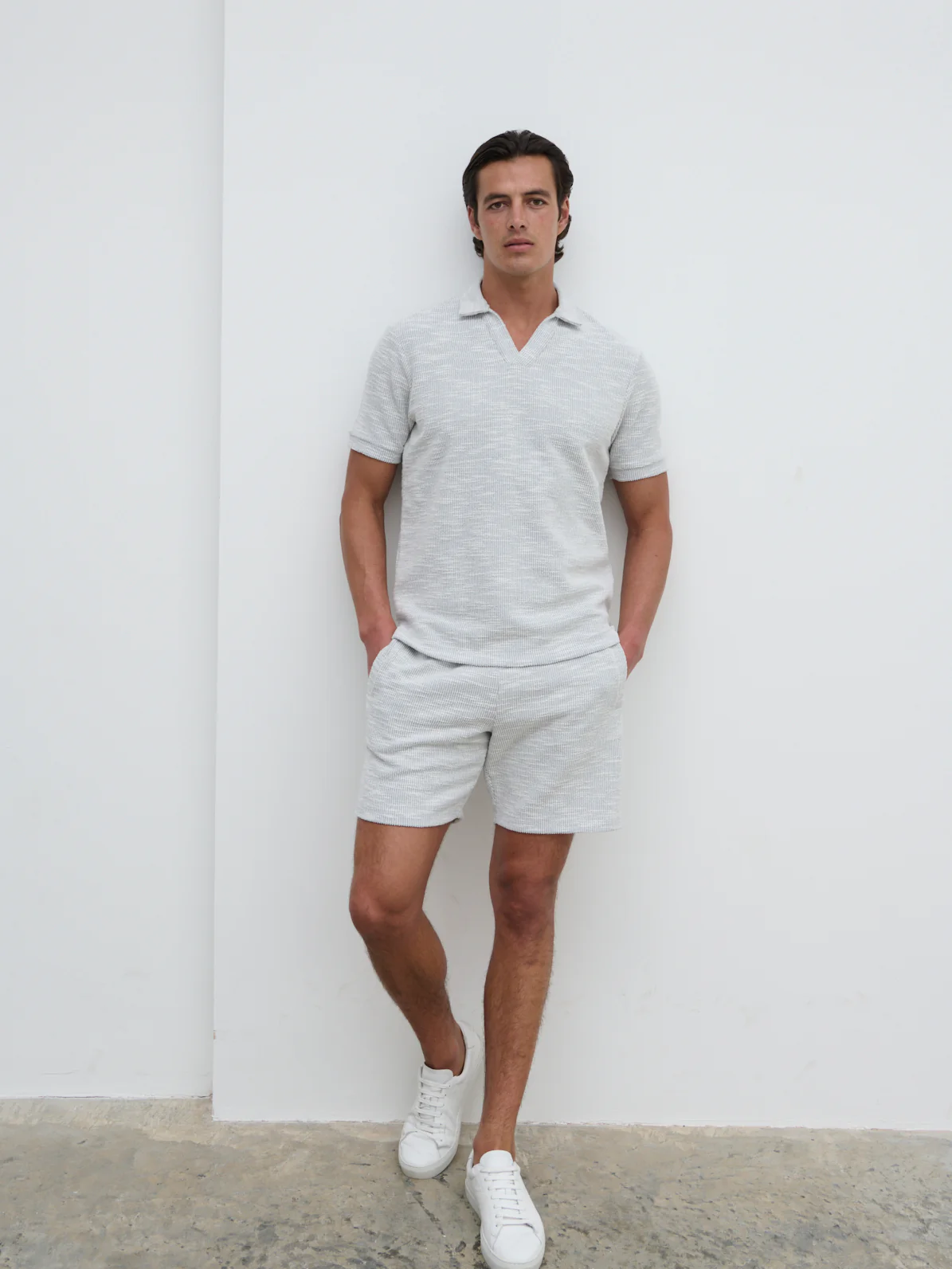 Aaron Textured Jersey Shorts - Grey