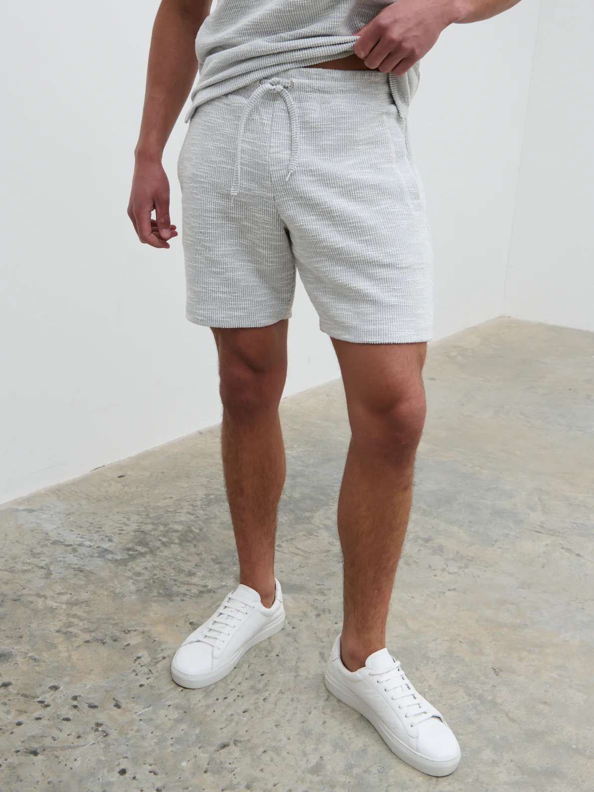 Aaron Textured Jersey Shorts - Grey - Image 4