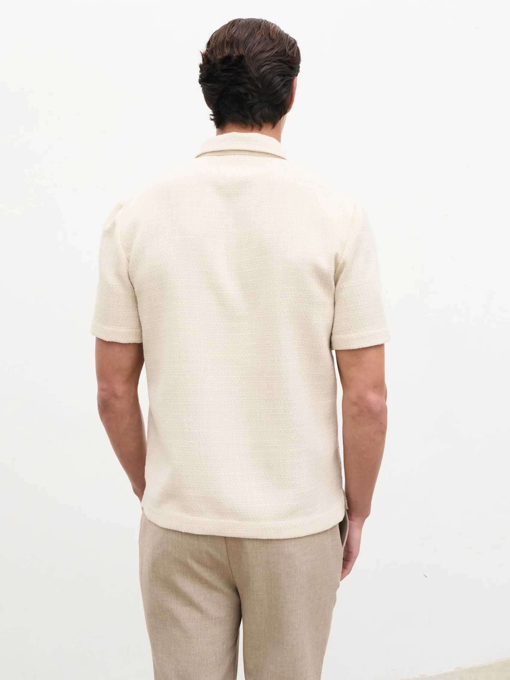 Alexander Textured Jersey Short Sleeve Shirt - Beige - Image 10