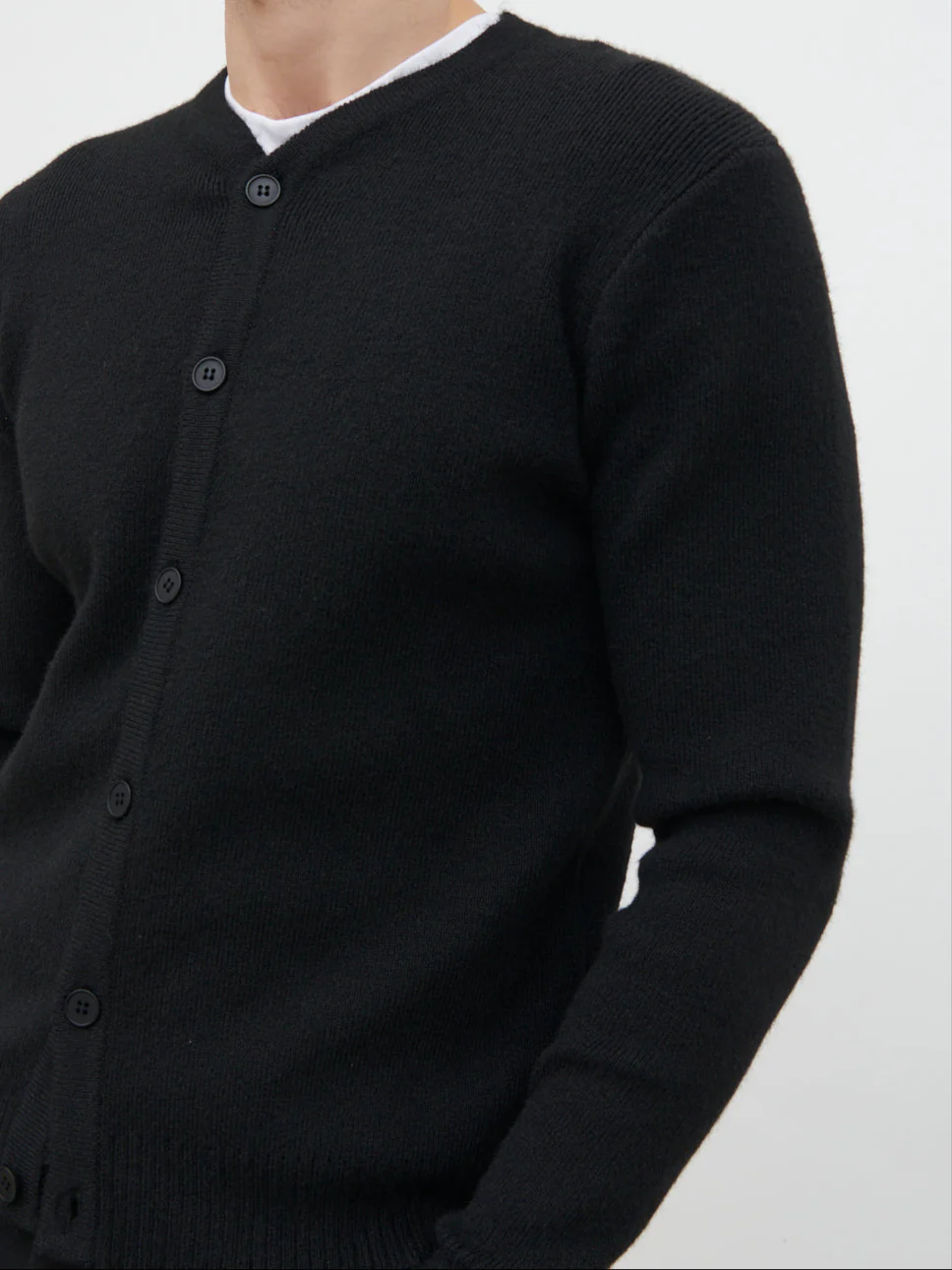 Alfie Collarless Knit Bomber - Black - Image 3