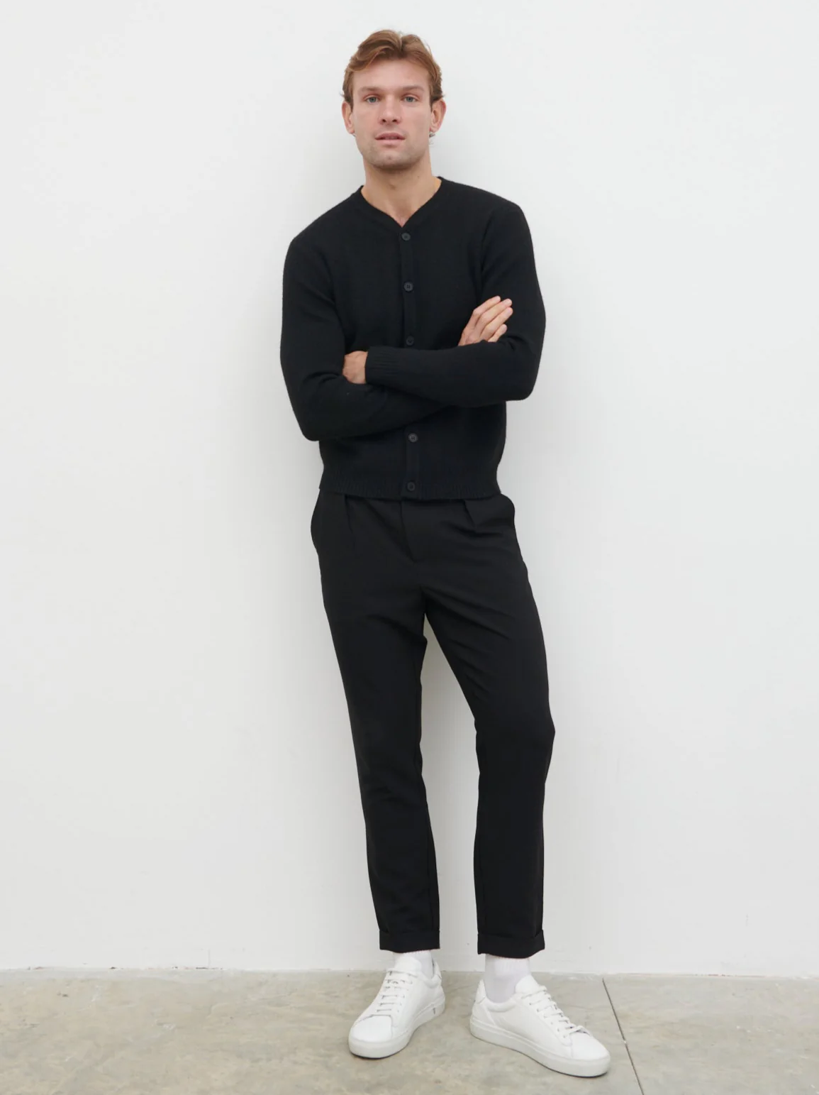 Alfie Collarless Knit Bomber - Black - Image 4