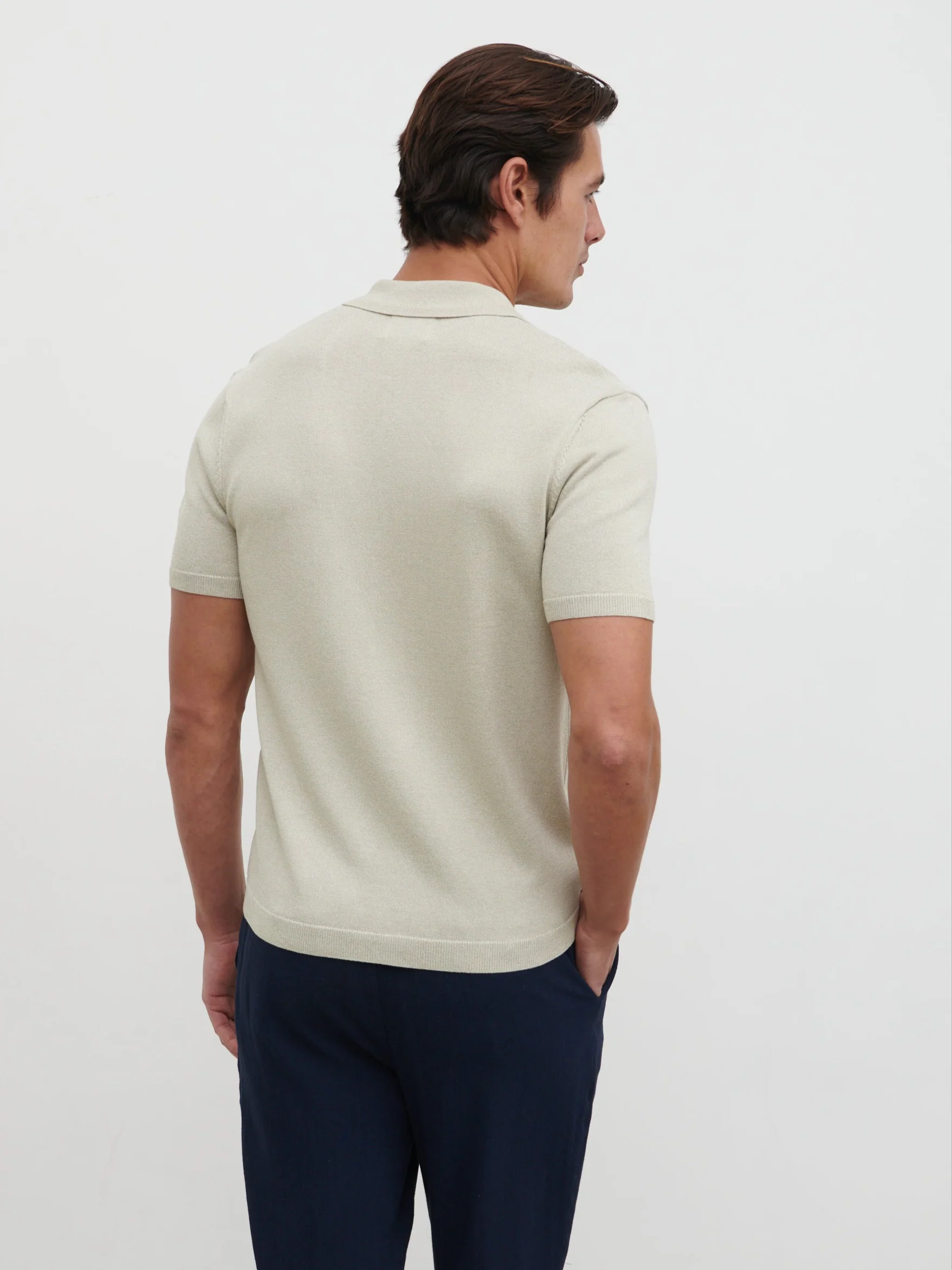 Angus Lightweight Button Down Knitted Shirt - Grey - Image 6