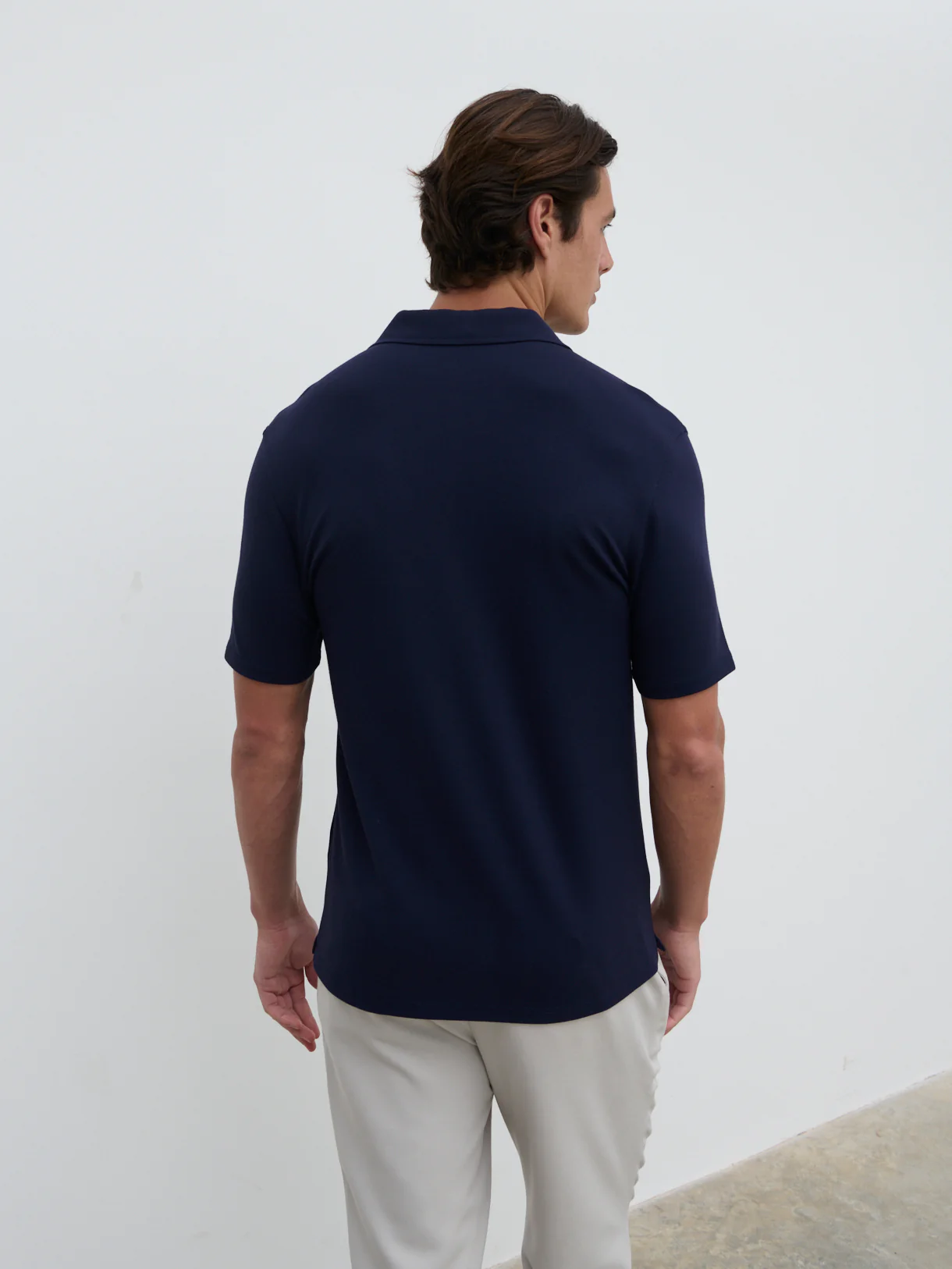 Archie Open Collar Jersey Polo - Slate Blue - Image 3