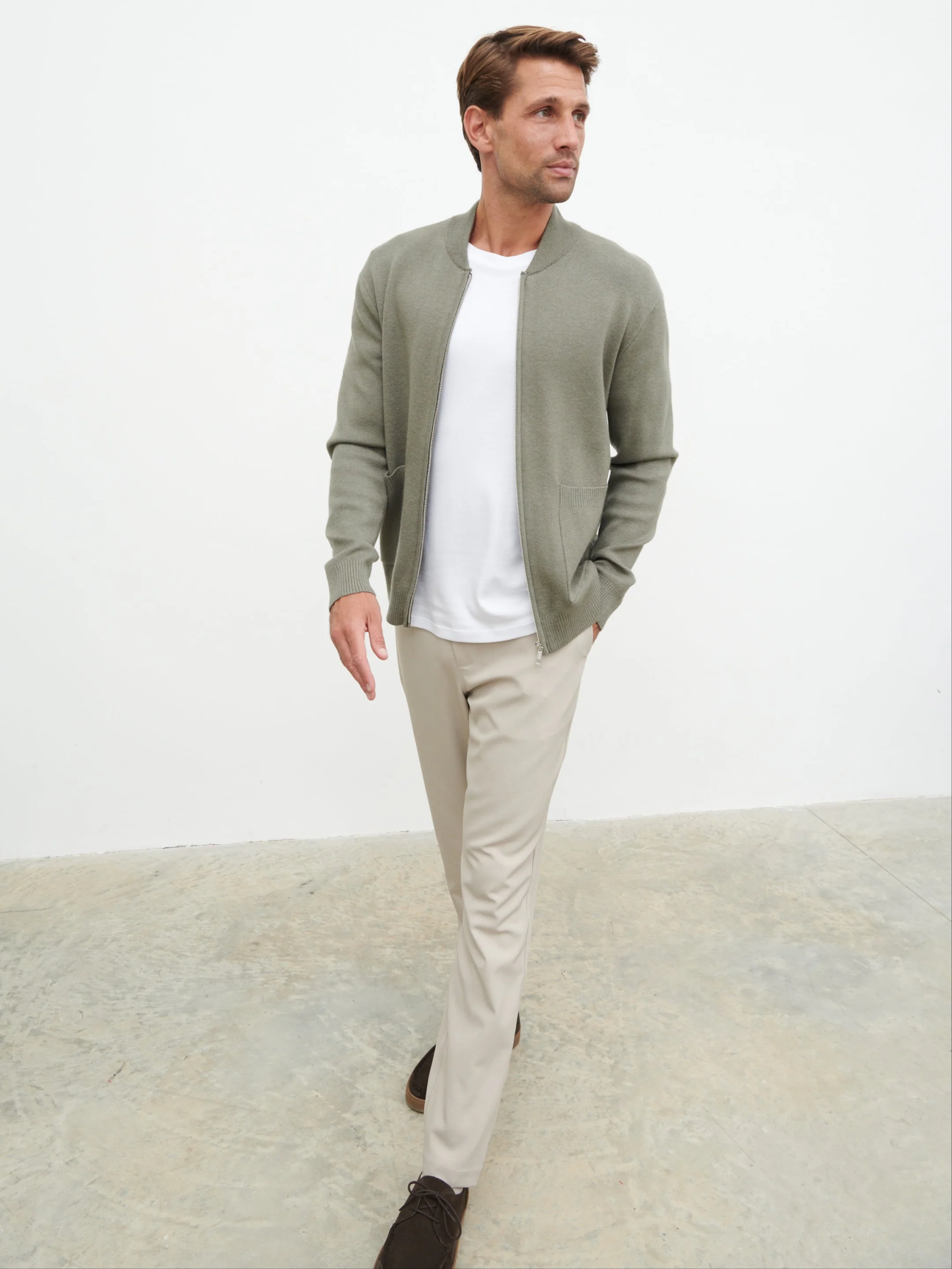 Arlo Knit Bomber Jacket - Light Grey - Image 8