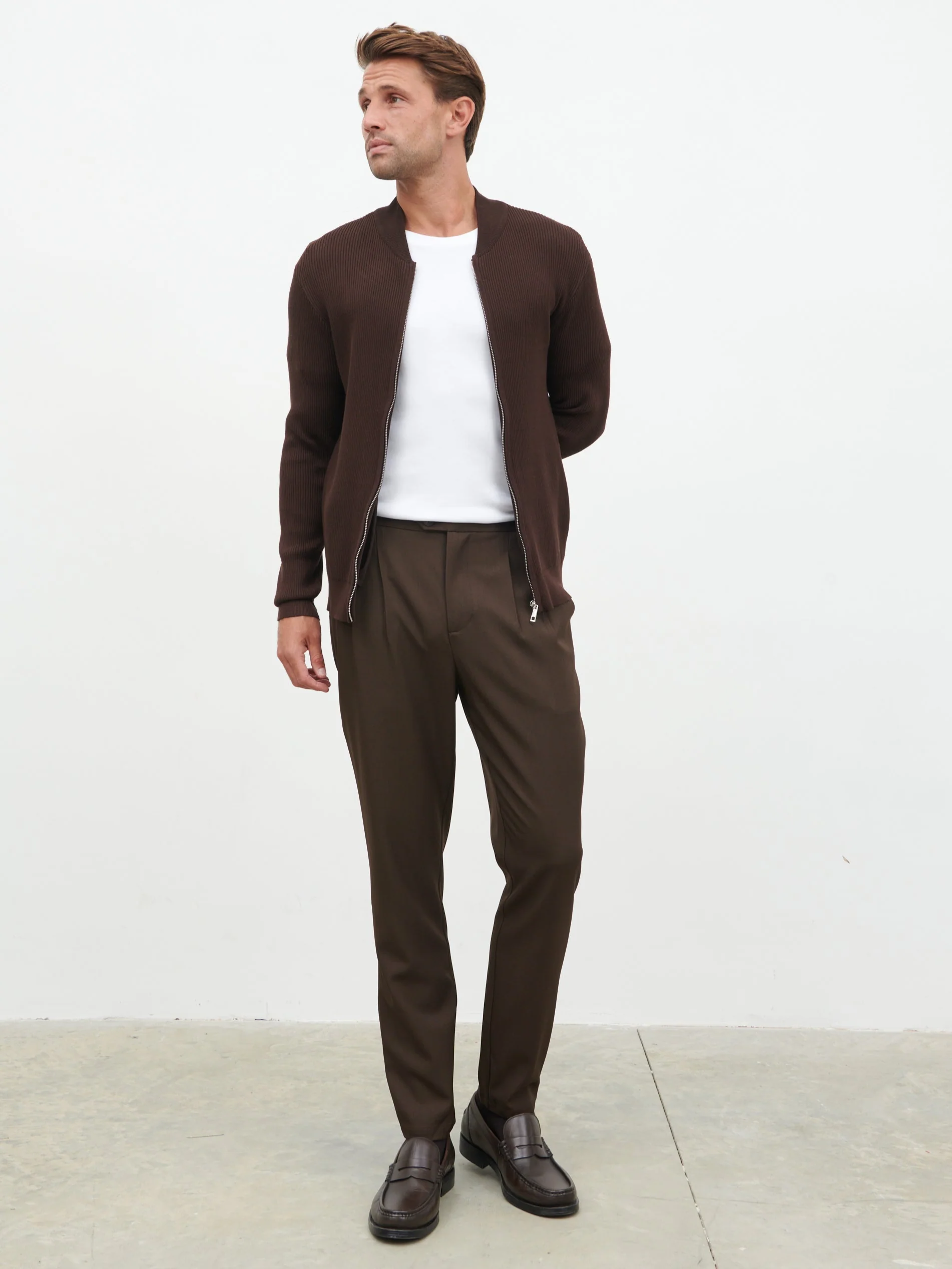 Atlas Knitted Bomber Jacket - Chocolate - Image 4