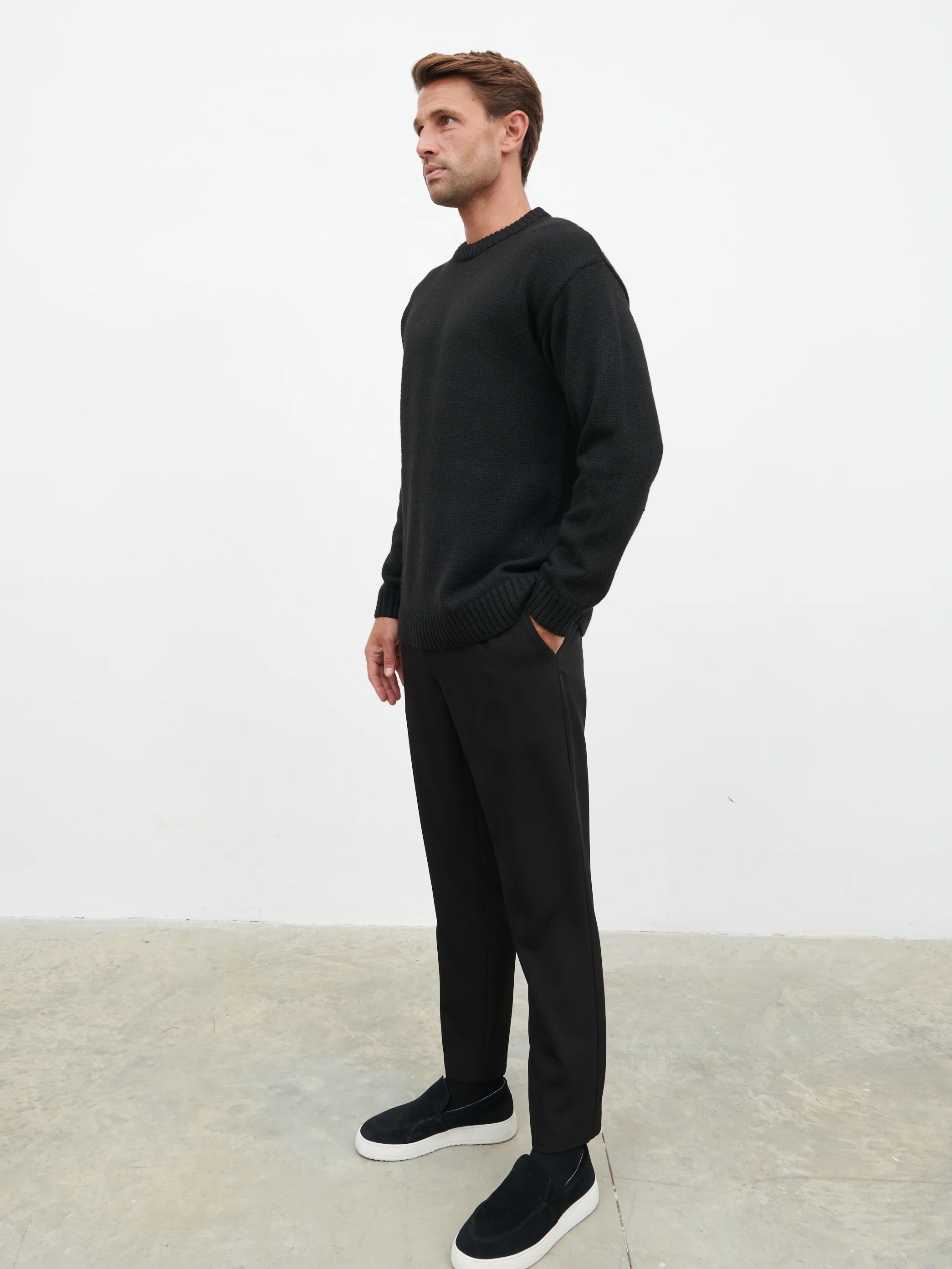 Banks Crew Neck Knit Jumper - Black - Image 5