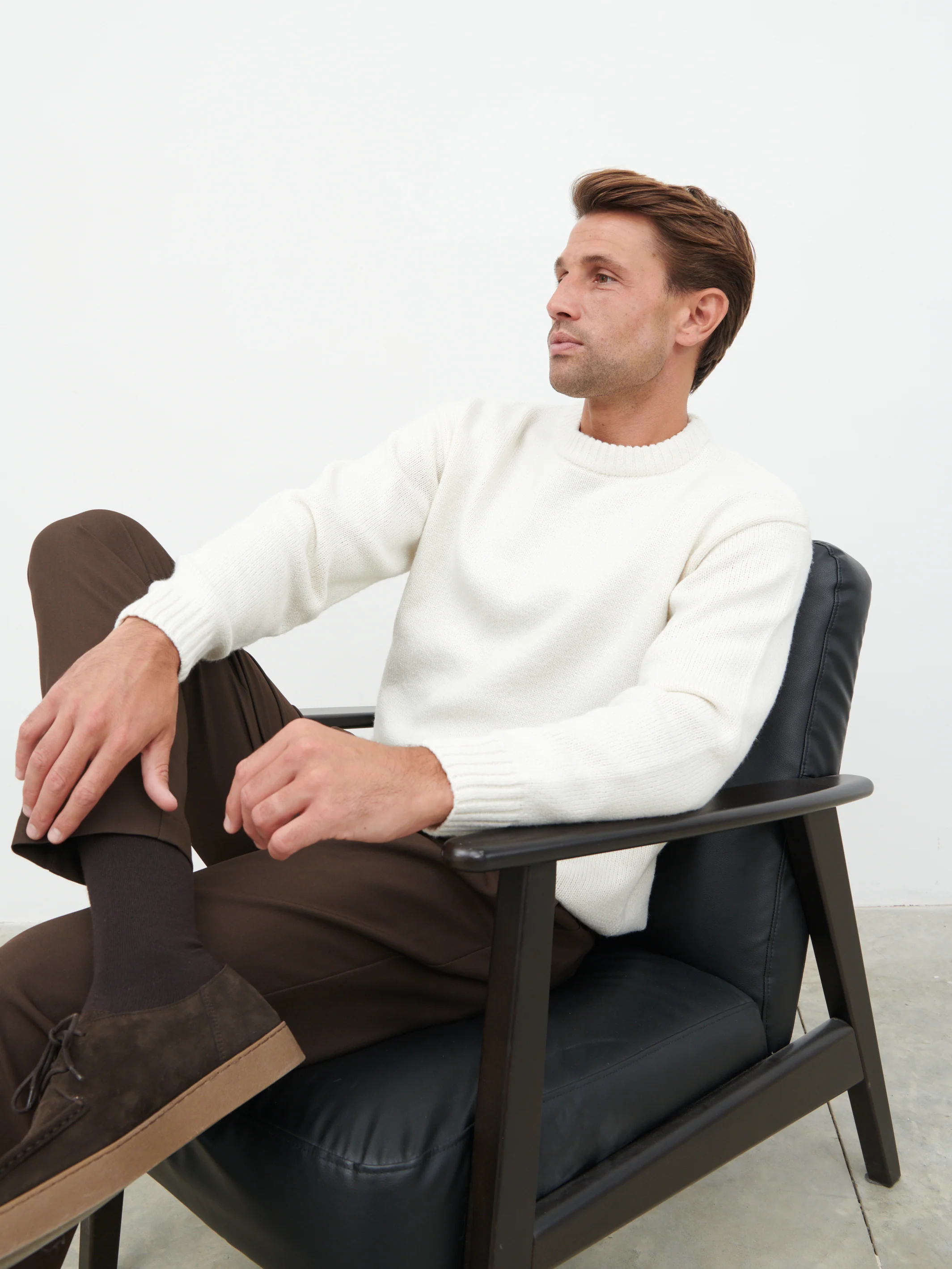 Banks Crew Neck Knit Jumper - Cream - Image 7