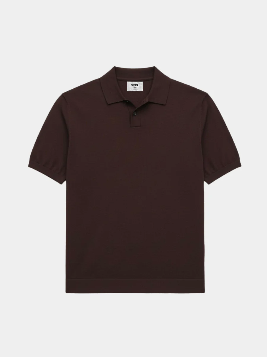 Brax Small Placket Knit Polo Top - Brown