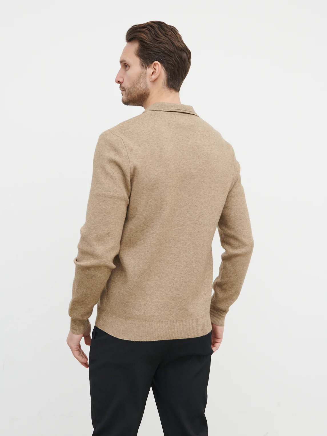 Brett Collared Knit Jacket - Beige Marl - Image 3