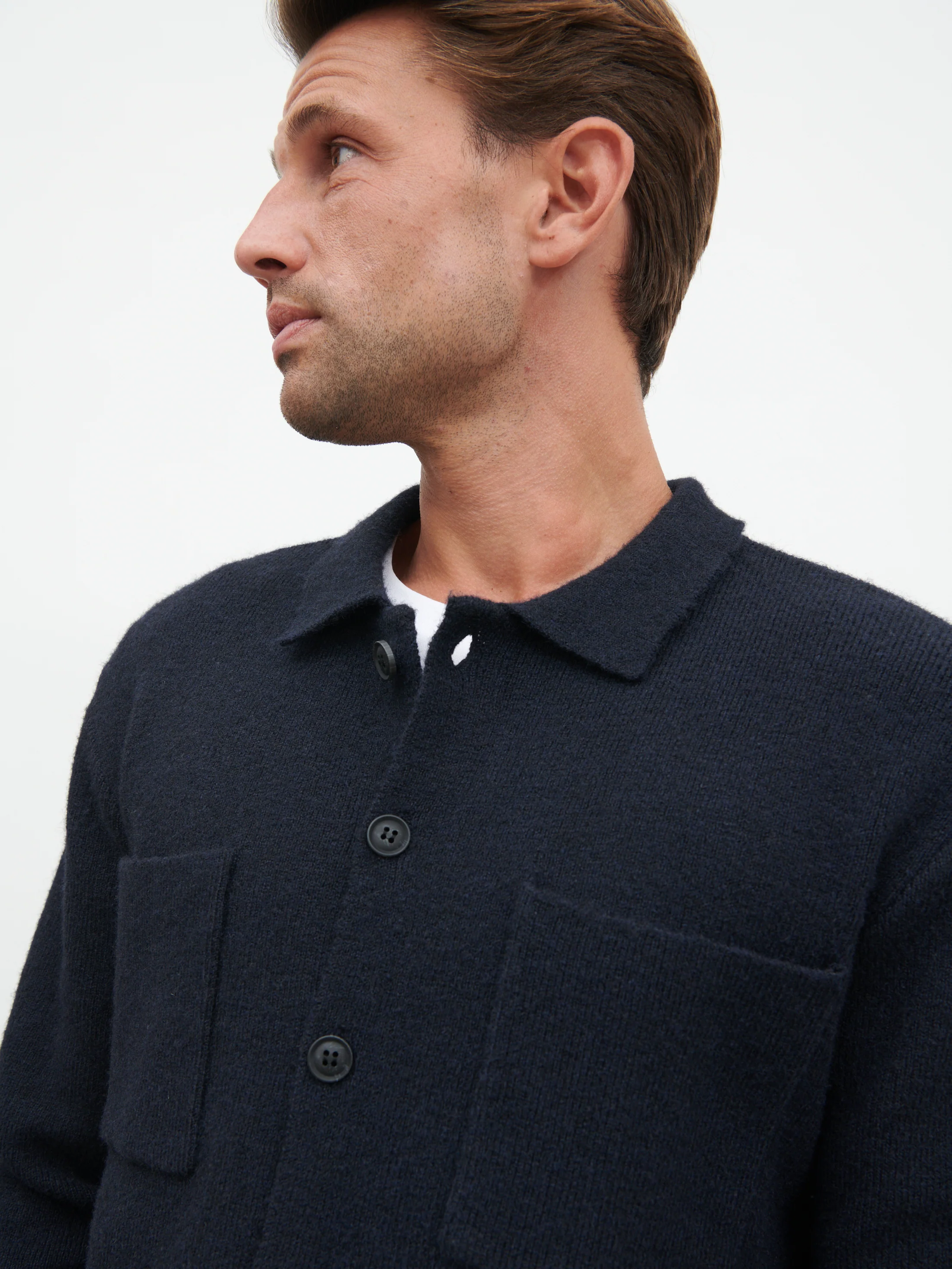 Brooks Knitted Shirt - Navy - Image 2