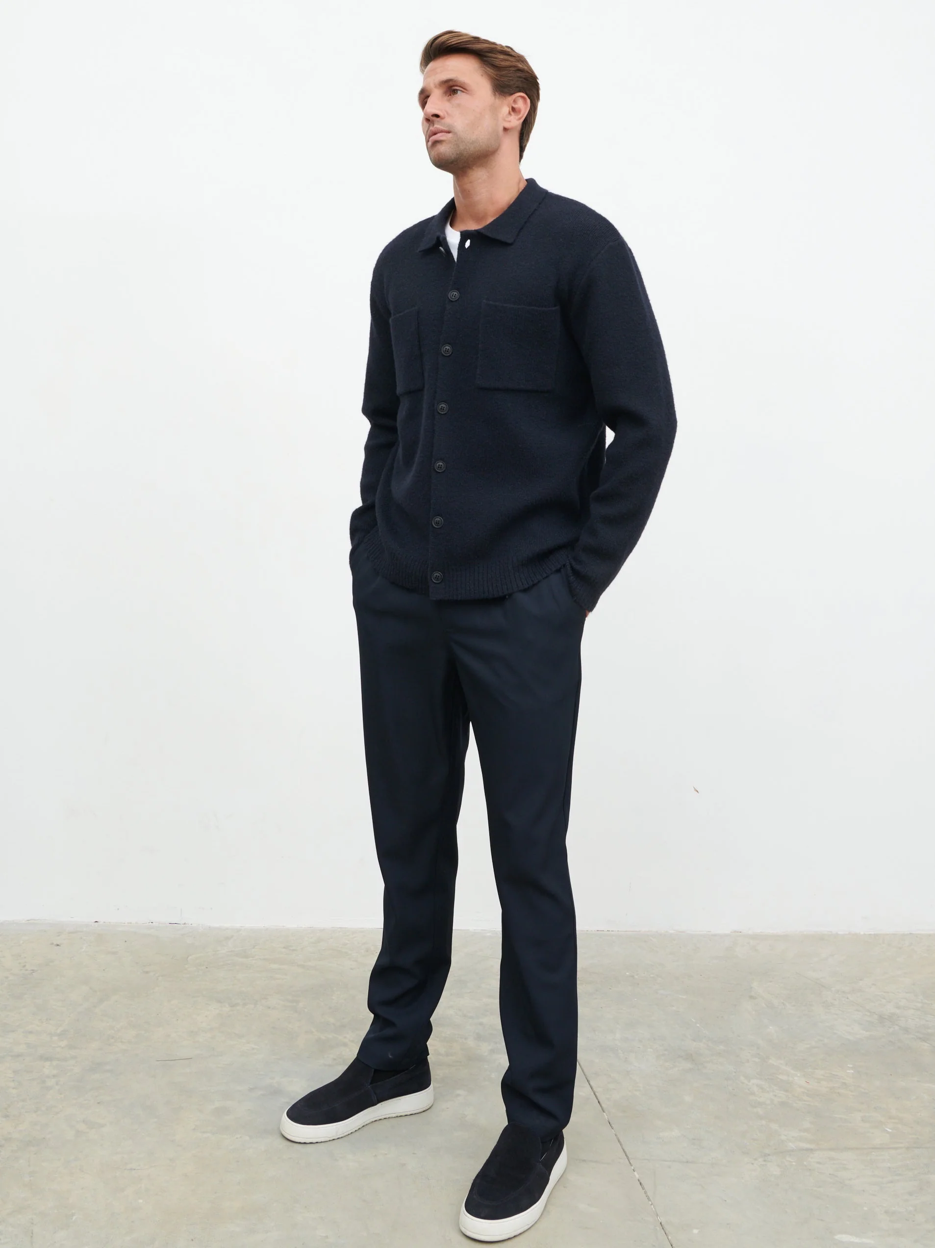 Brooks Knitted Shirt - Navy - Image 3