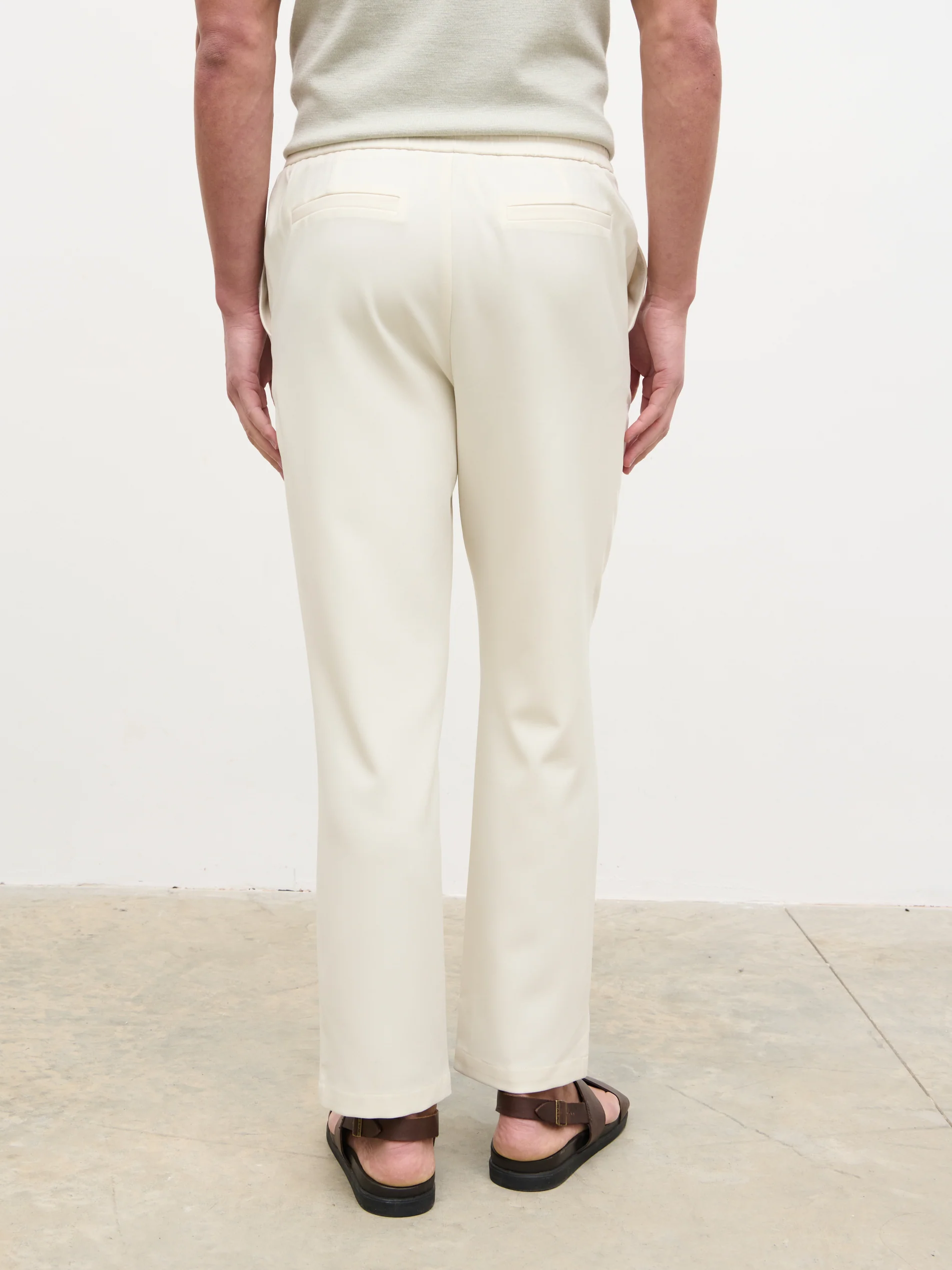 Bryce Straight Leg Drawstring Trousers - Light Stone - Image 6
