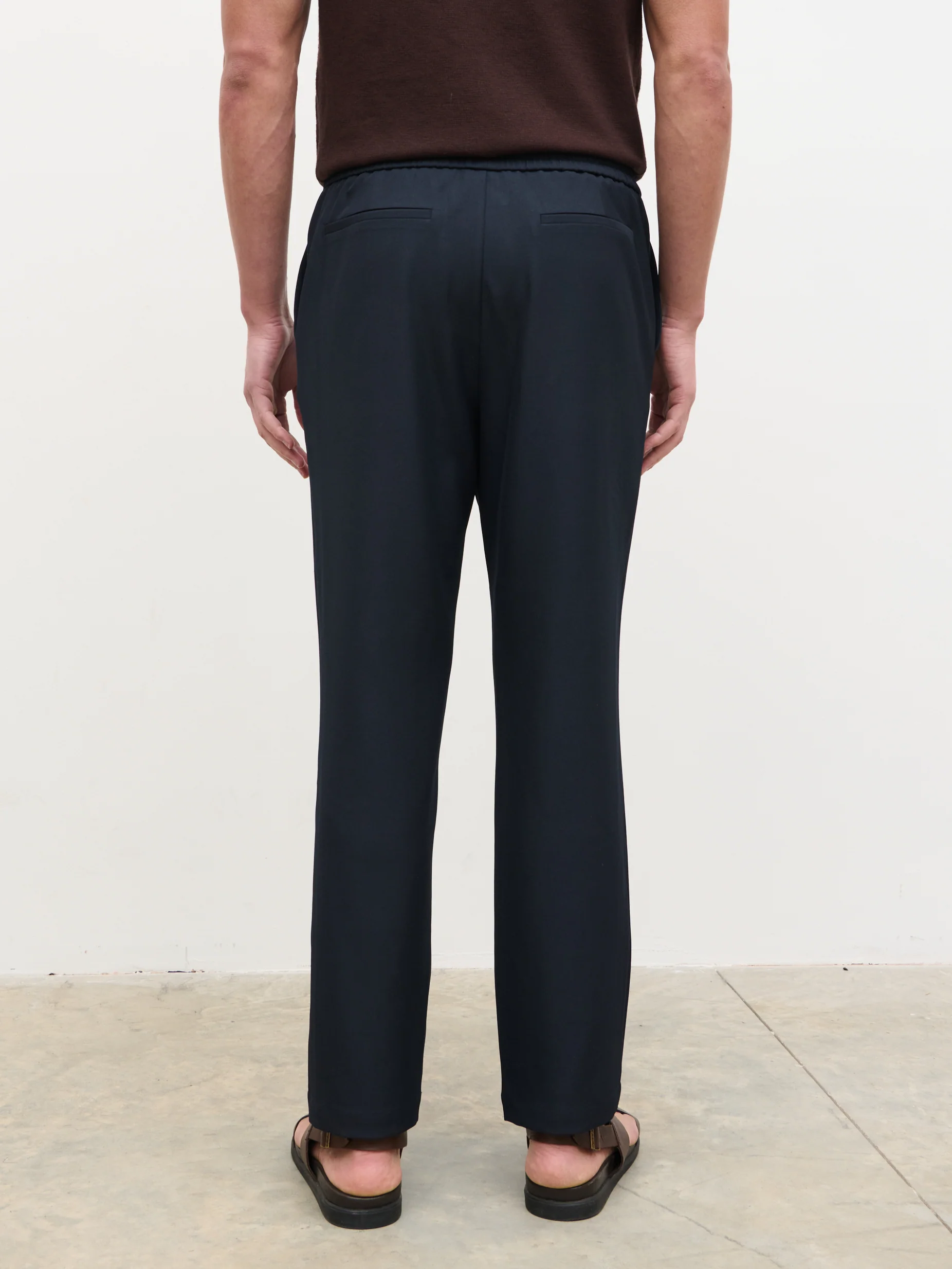 Bryce Straight Leg Drawstring Trousers - Navy - Image 6