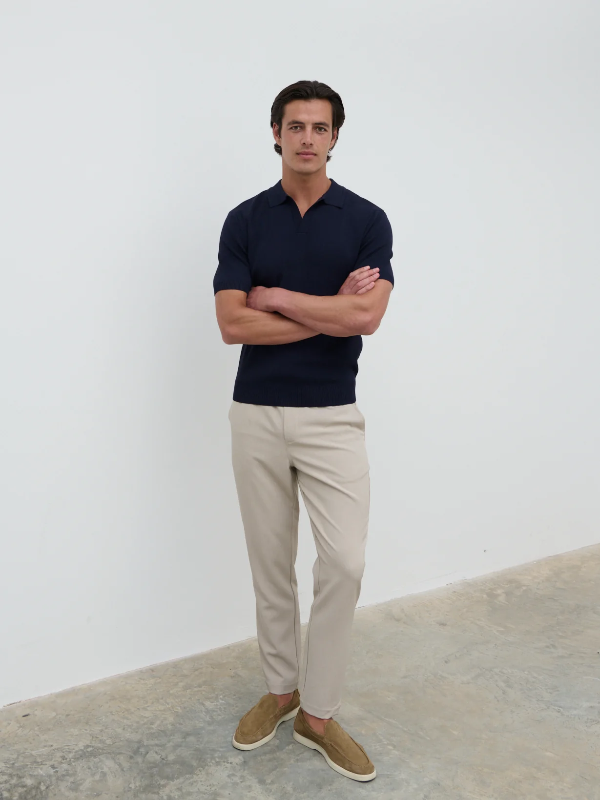 Caleb Short Sleeve Knit Polo - Navy - Image 3