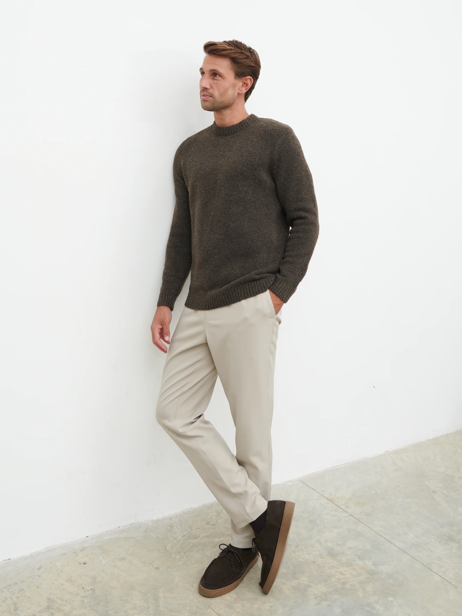 Cameron Crew Neck Jumper - Bark - Image 4