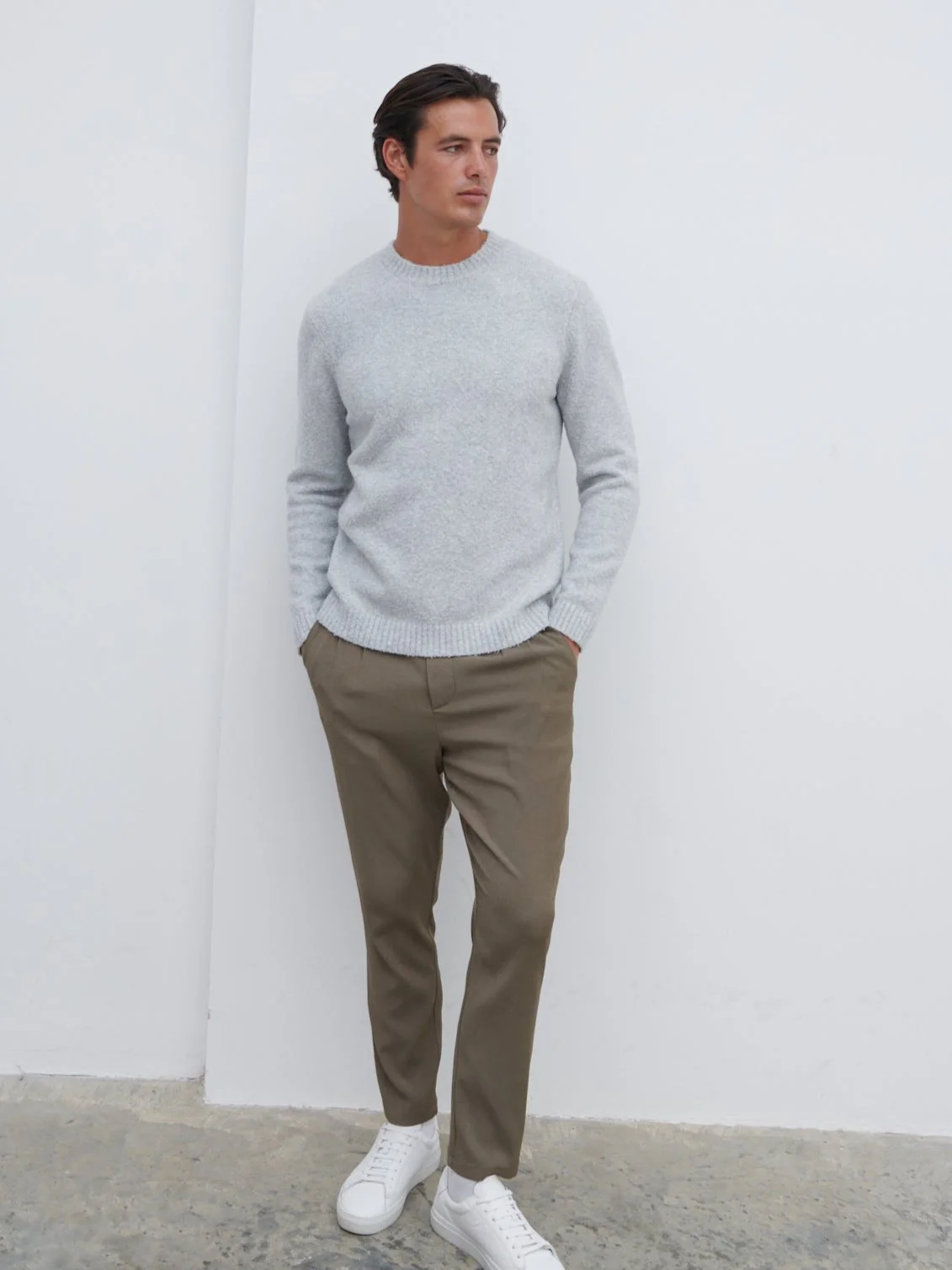 Cameron Crew Neck Jumper - Light Grey - Image 4
