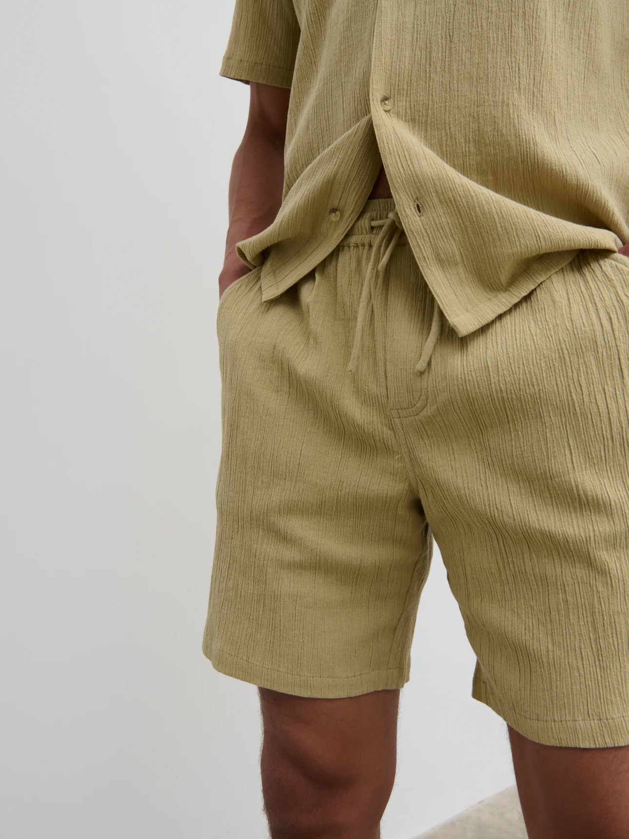 Charlie Drawstring Shorts - Olive Green - Image 2
