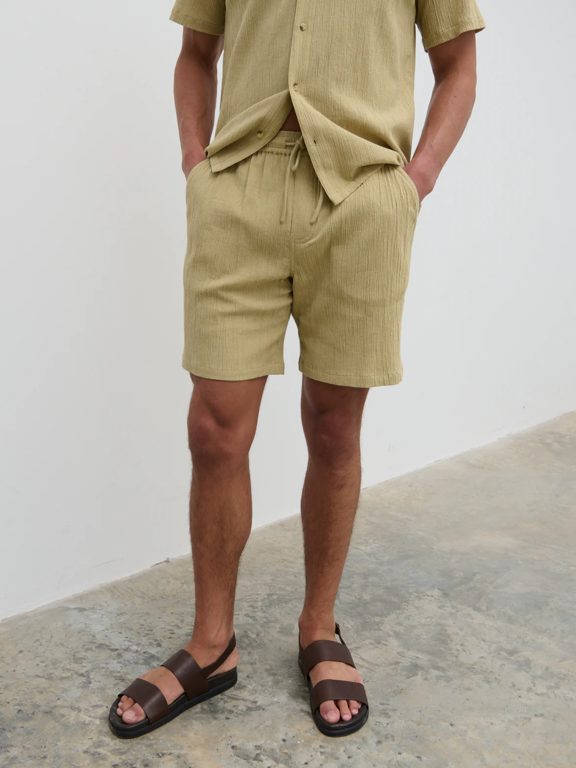 Charlie Drawstring Shorts - Olive Green - Image 4