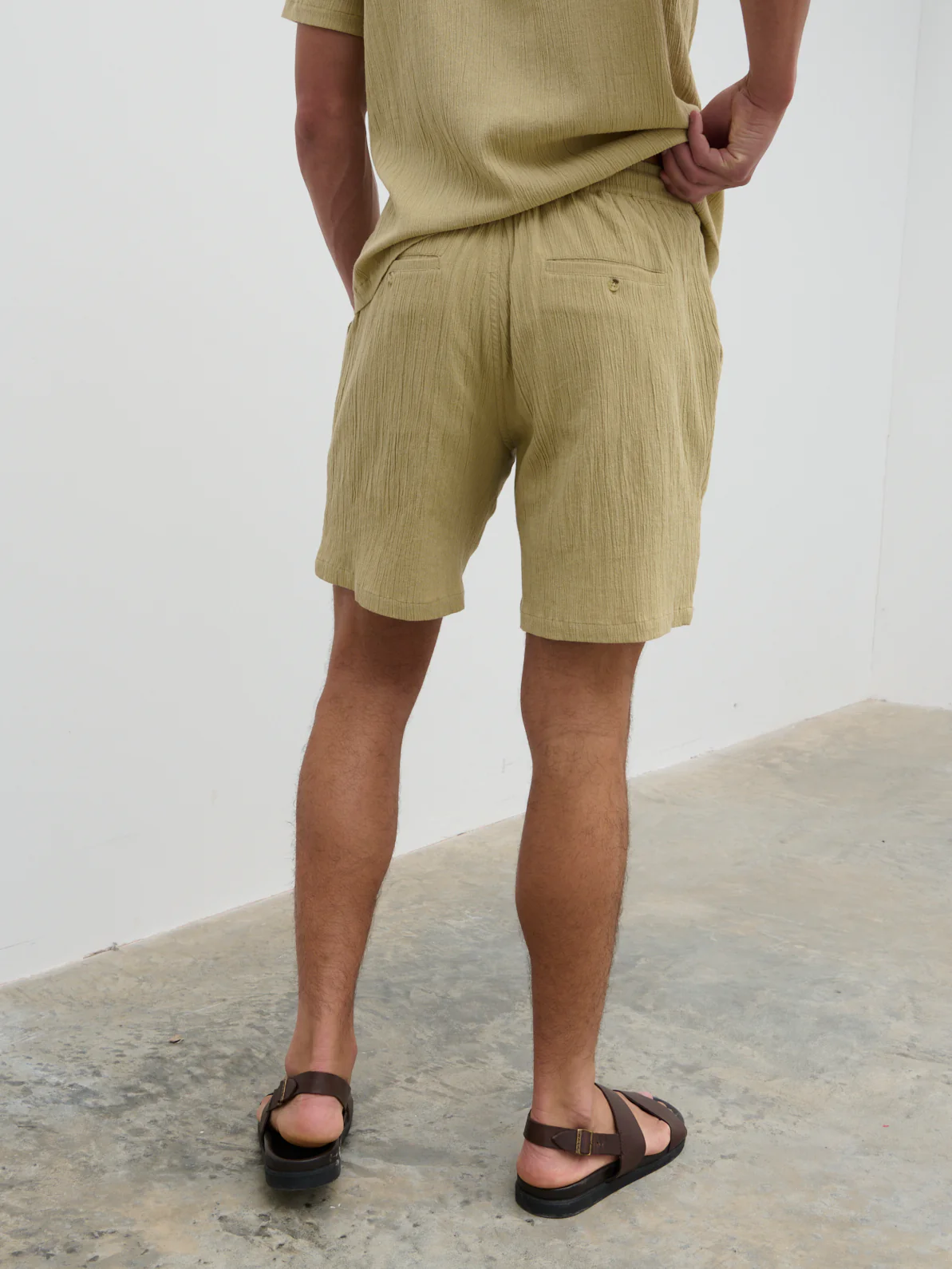 Charlie Drawstring Shorts - Olive Green - Image 5