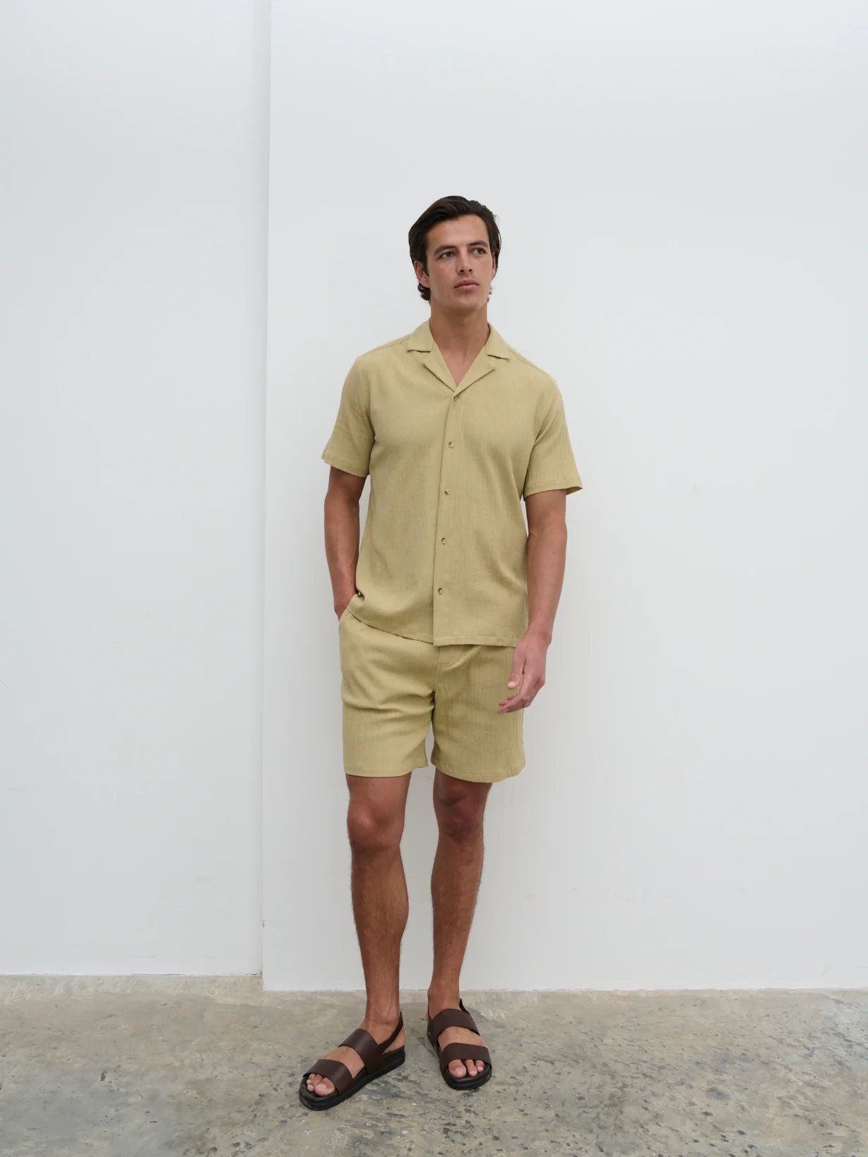 Charlie Short Sleeve Shirt - Olive Green - Image 2