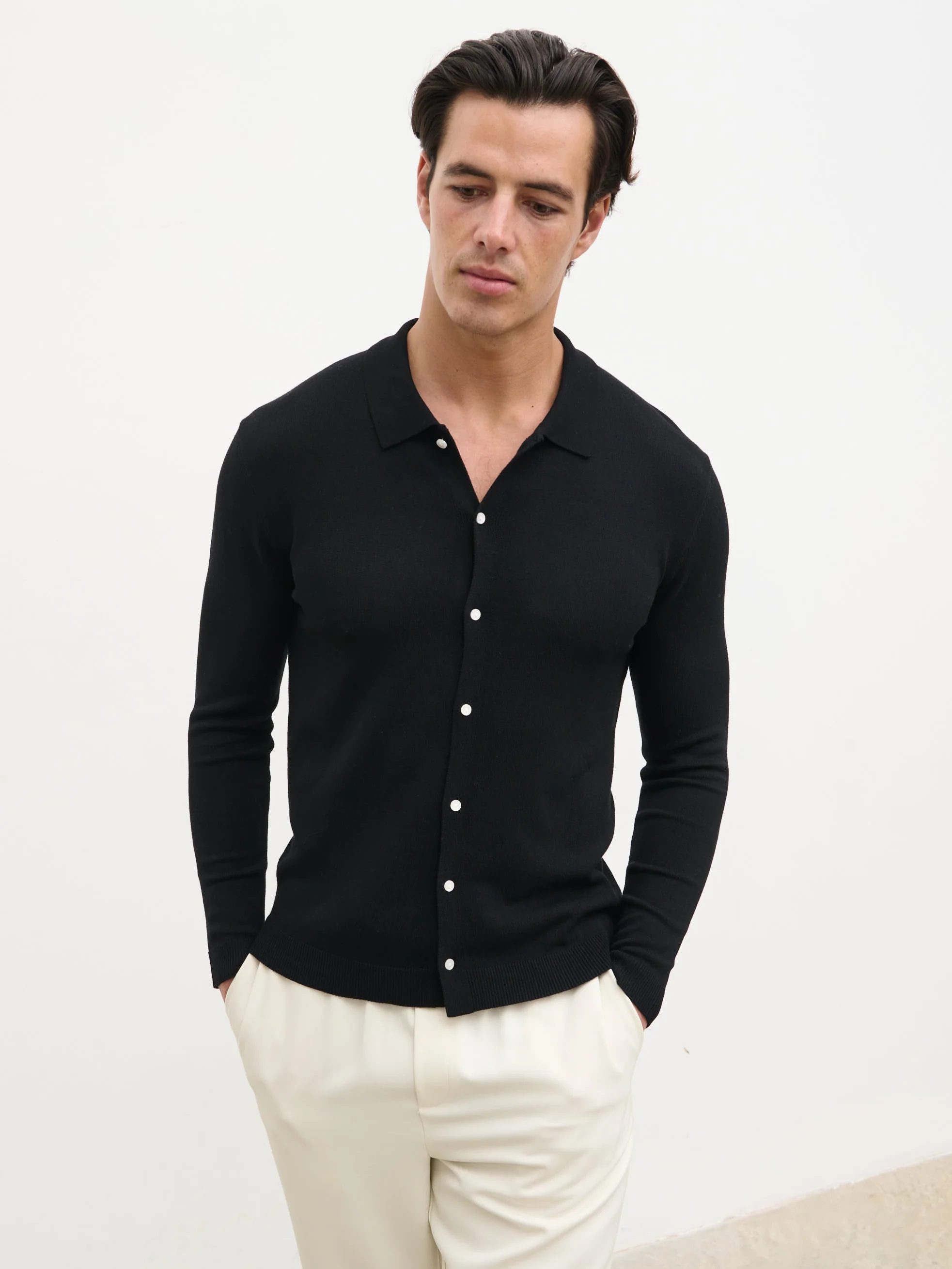 Conrad Tailored Knit Shirt - Black - Image 2
