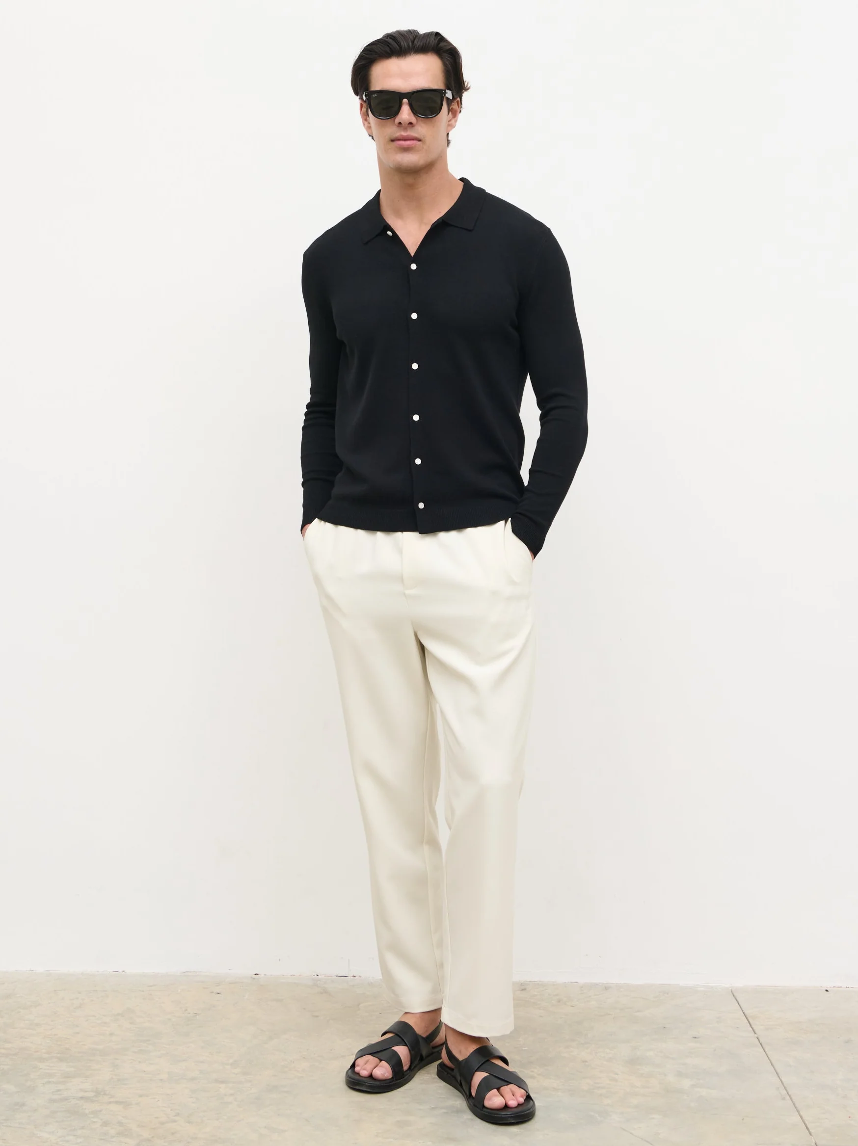 Conrad Tailored Knit Shirt - Black - Image 3