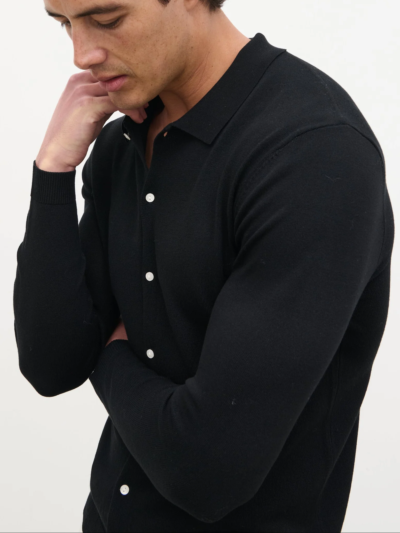 Conrad Tailored Knit Shirt - Black - Image 4