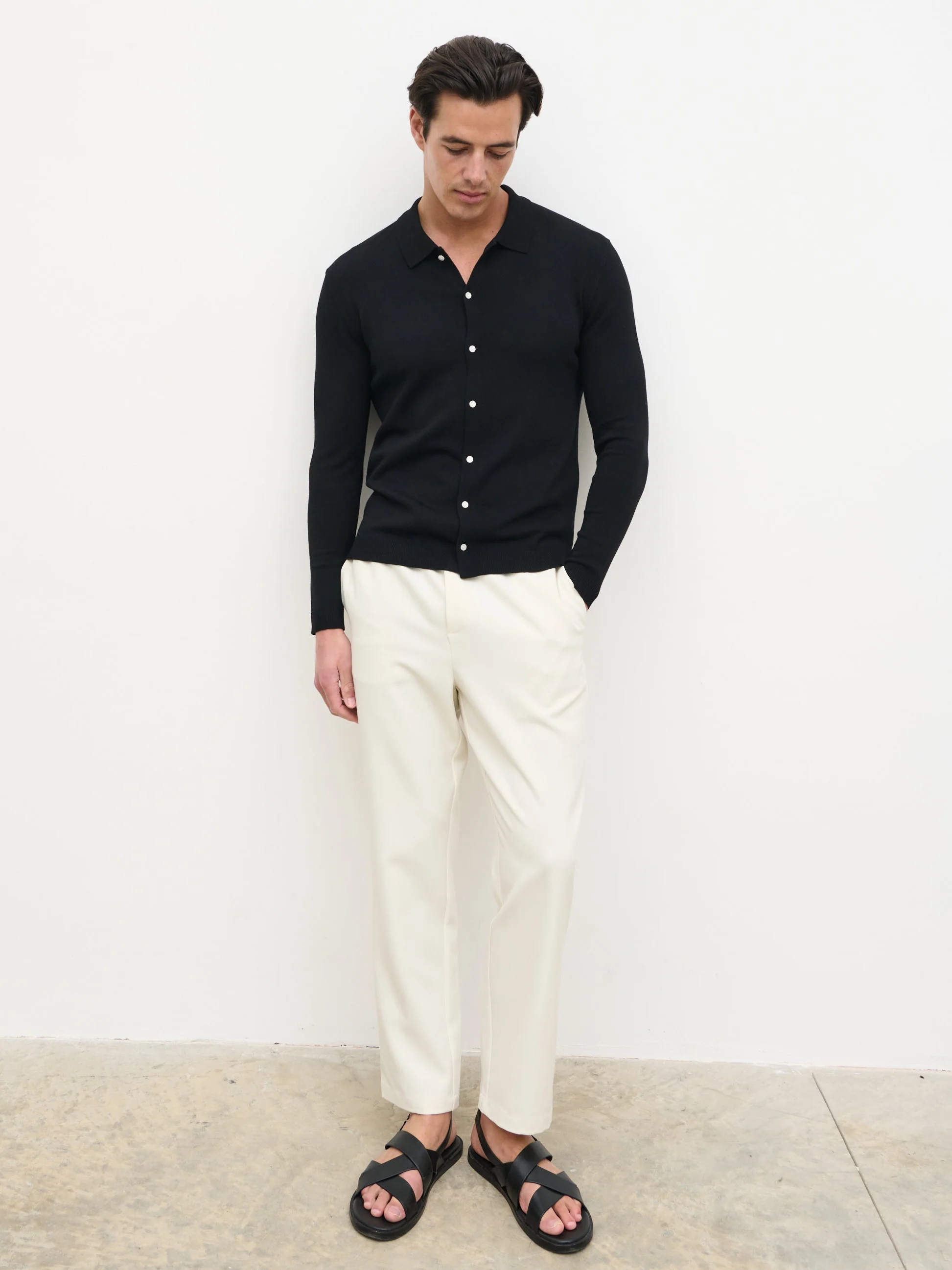 Conrad Tailored Knit Shirt - Black - Image 5