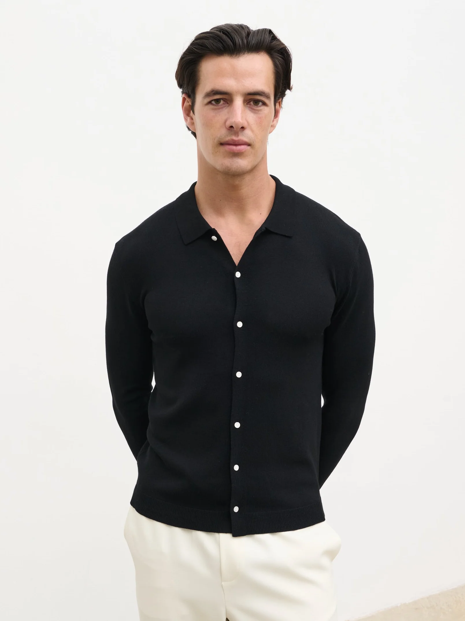 Conrad Tailored Knit Shirt - Black - Image 8