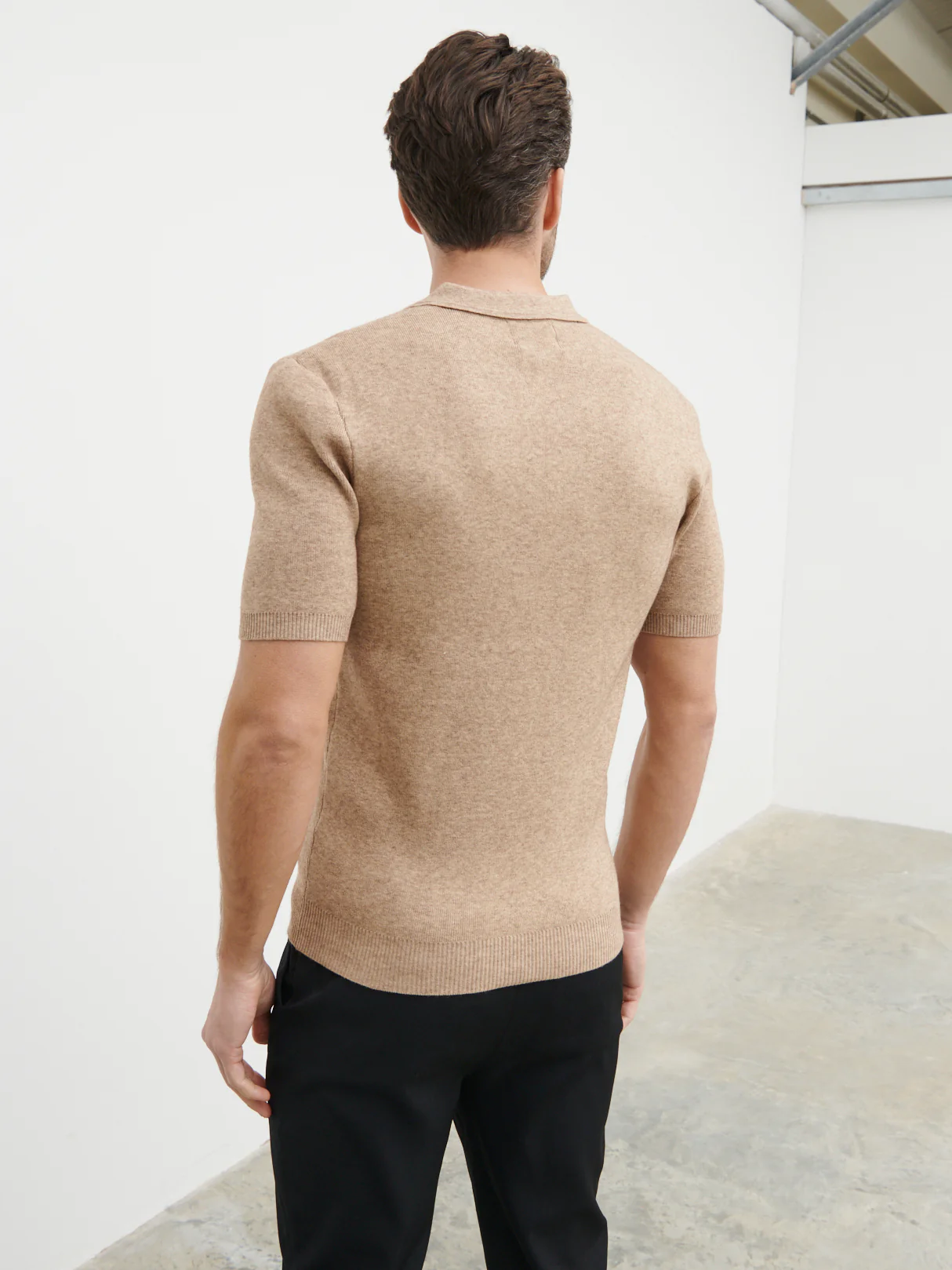 Corey Short Sleeve Knit Polo - Brown Marl - Image 3