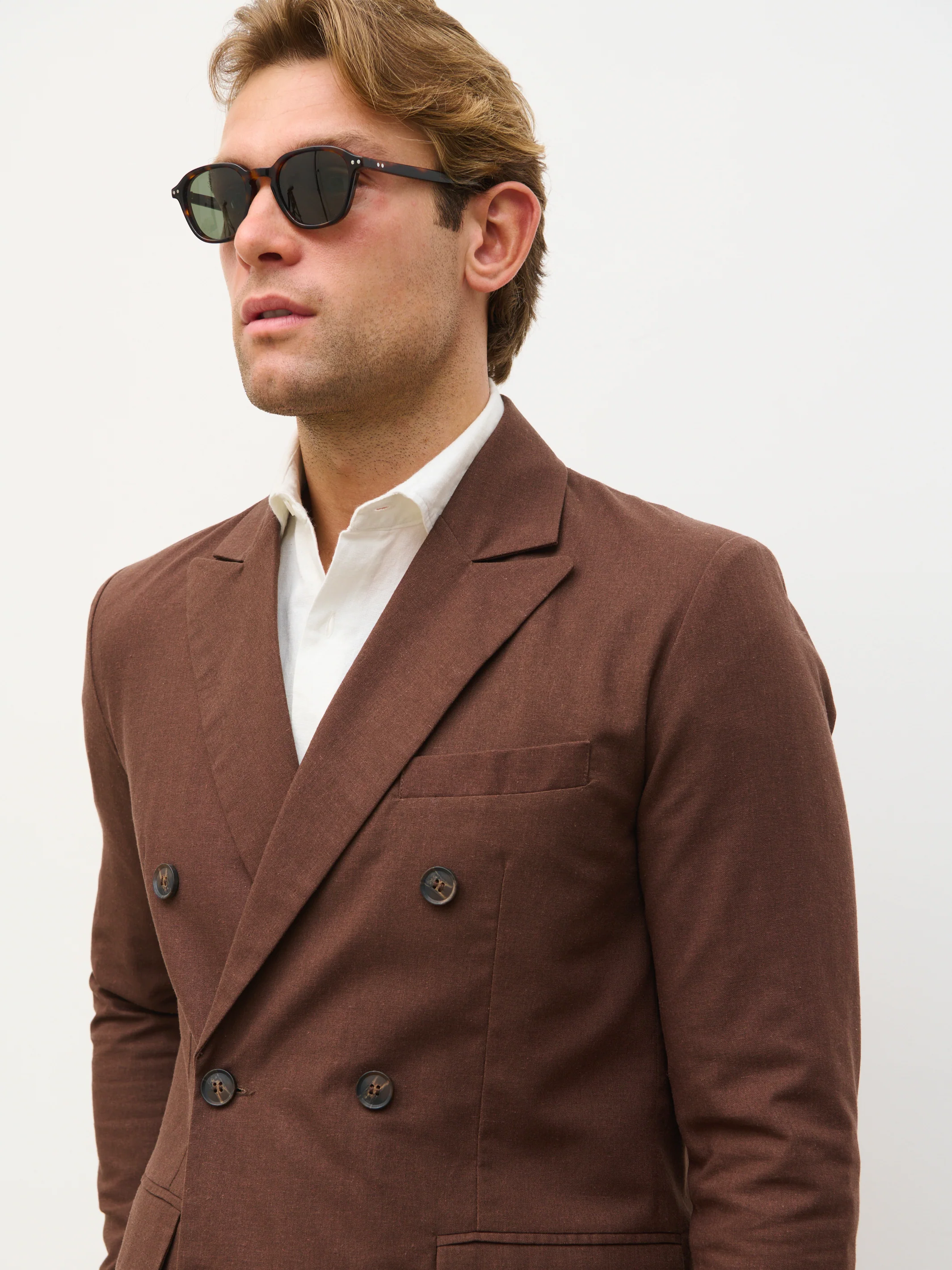 Dante Lightweight Linen Blazer - Chocolate Brown - Image 2