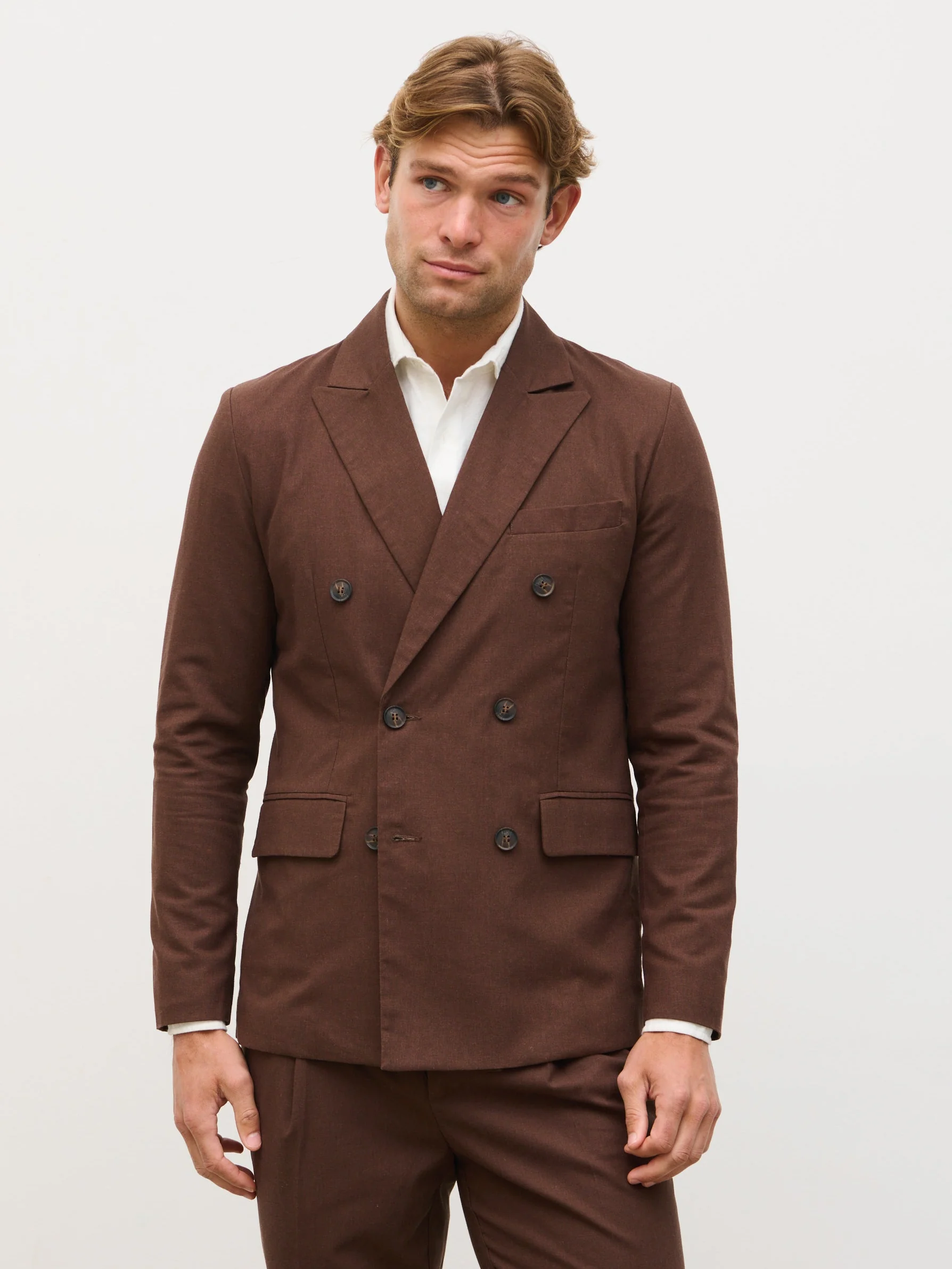 Dante Lightweight Linen Blazer - Chocolate Brown - Image 4