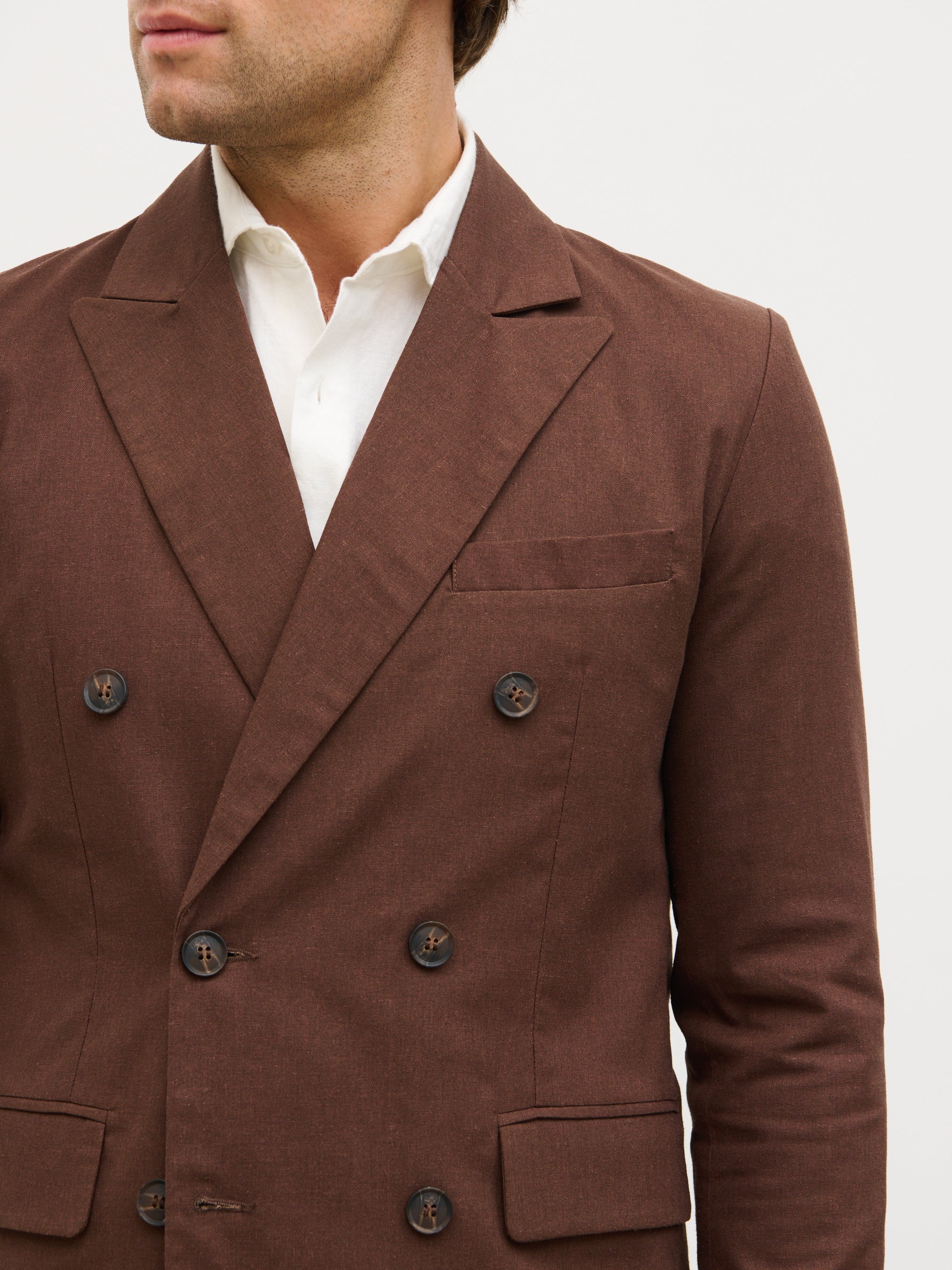 Dante Lightweight Linen Blazer - Chocolate Brown - Image 6