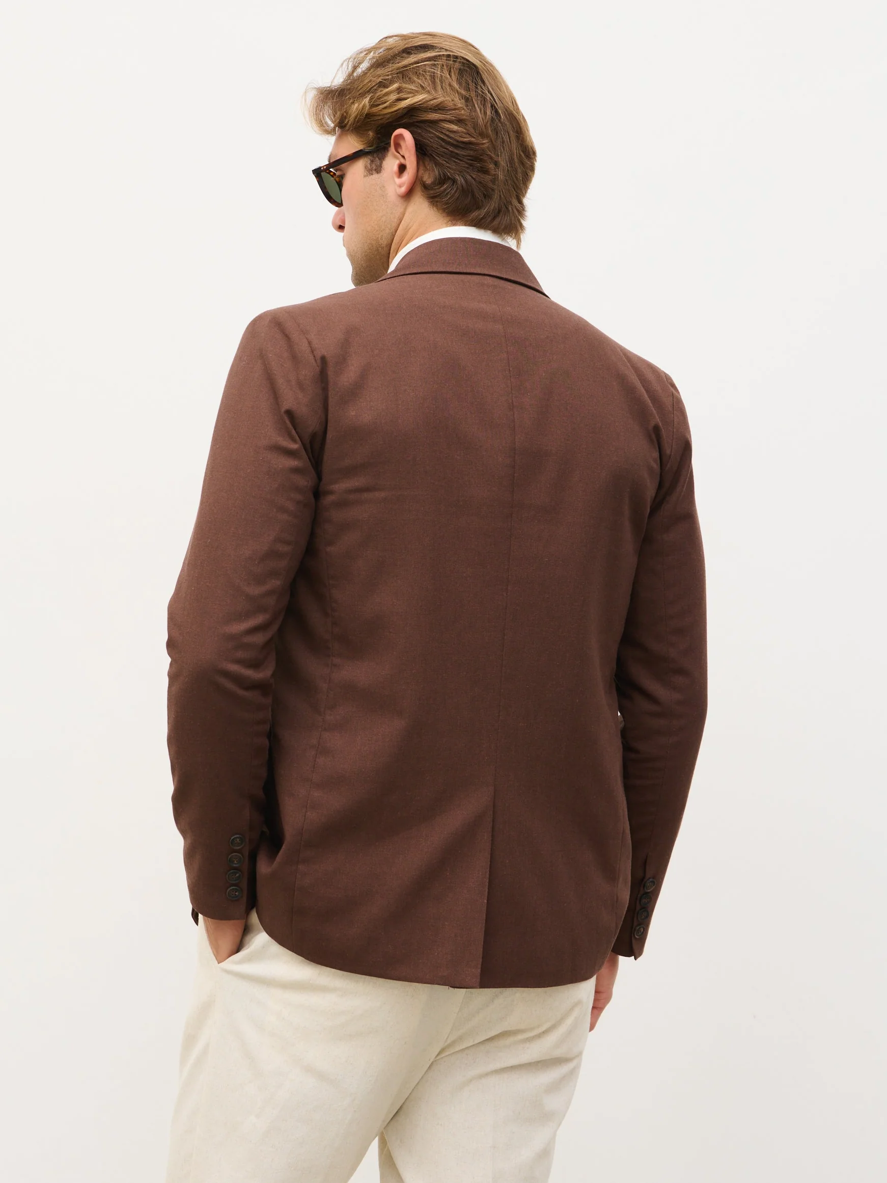 Dante Lightweight Linen Blazer - Chocolate Brown - Image 8