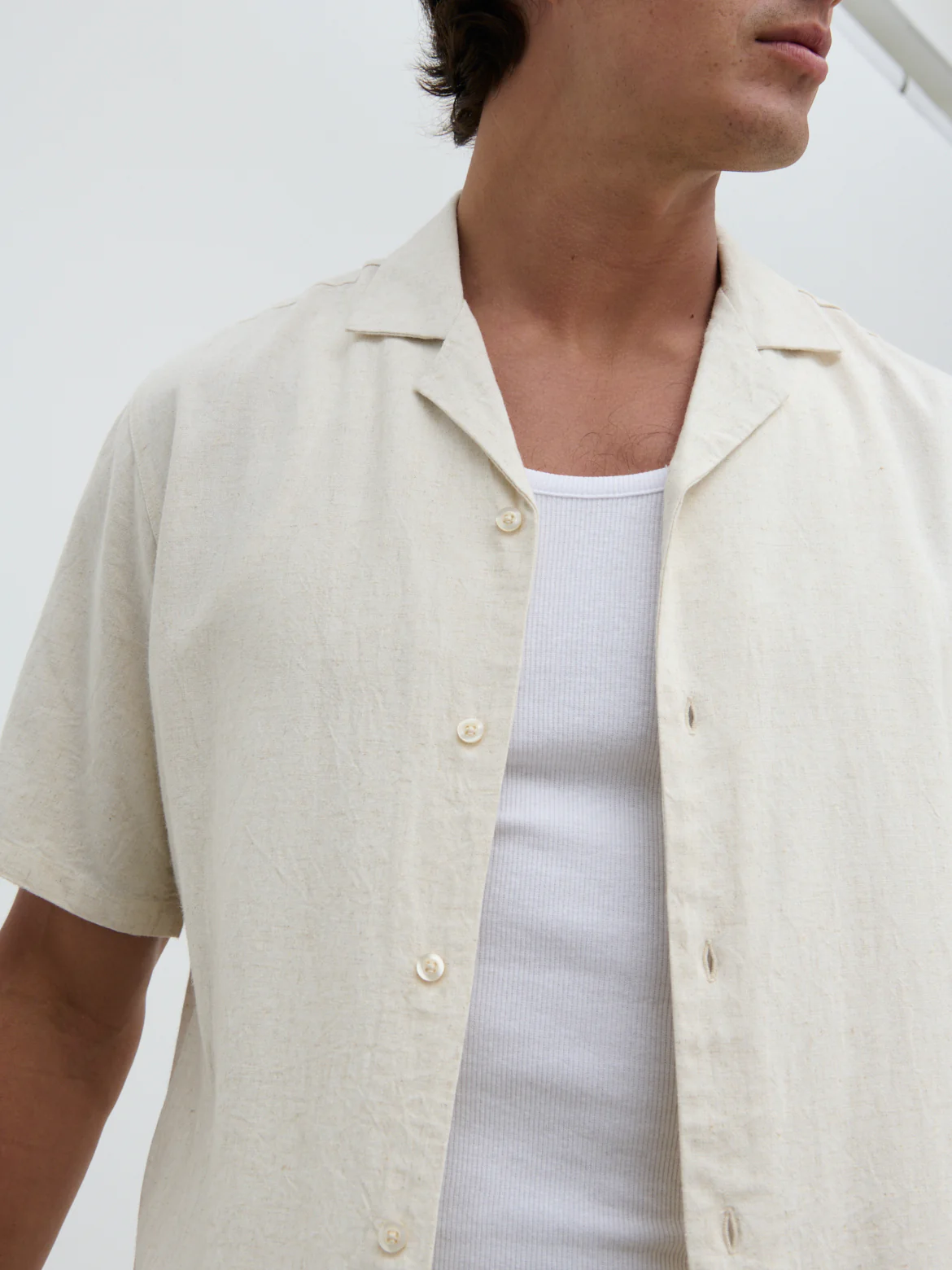 Elijah Short Sleeve Linen Shirt - Oatmeal - Image 4