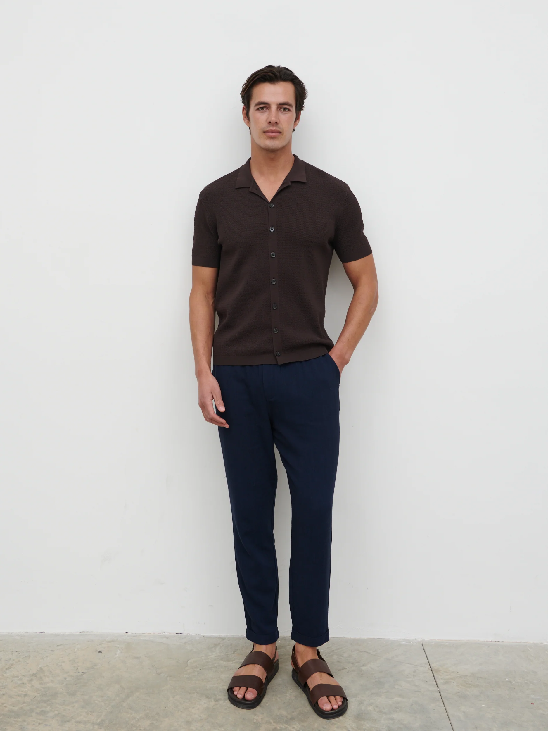 Elliot Knit Shirt - Chocolate Brown - Image 6