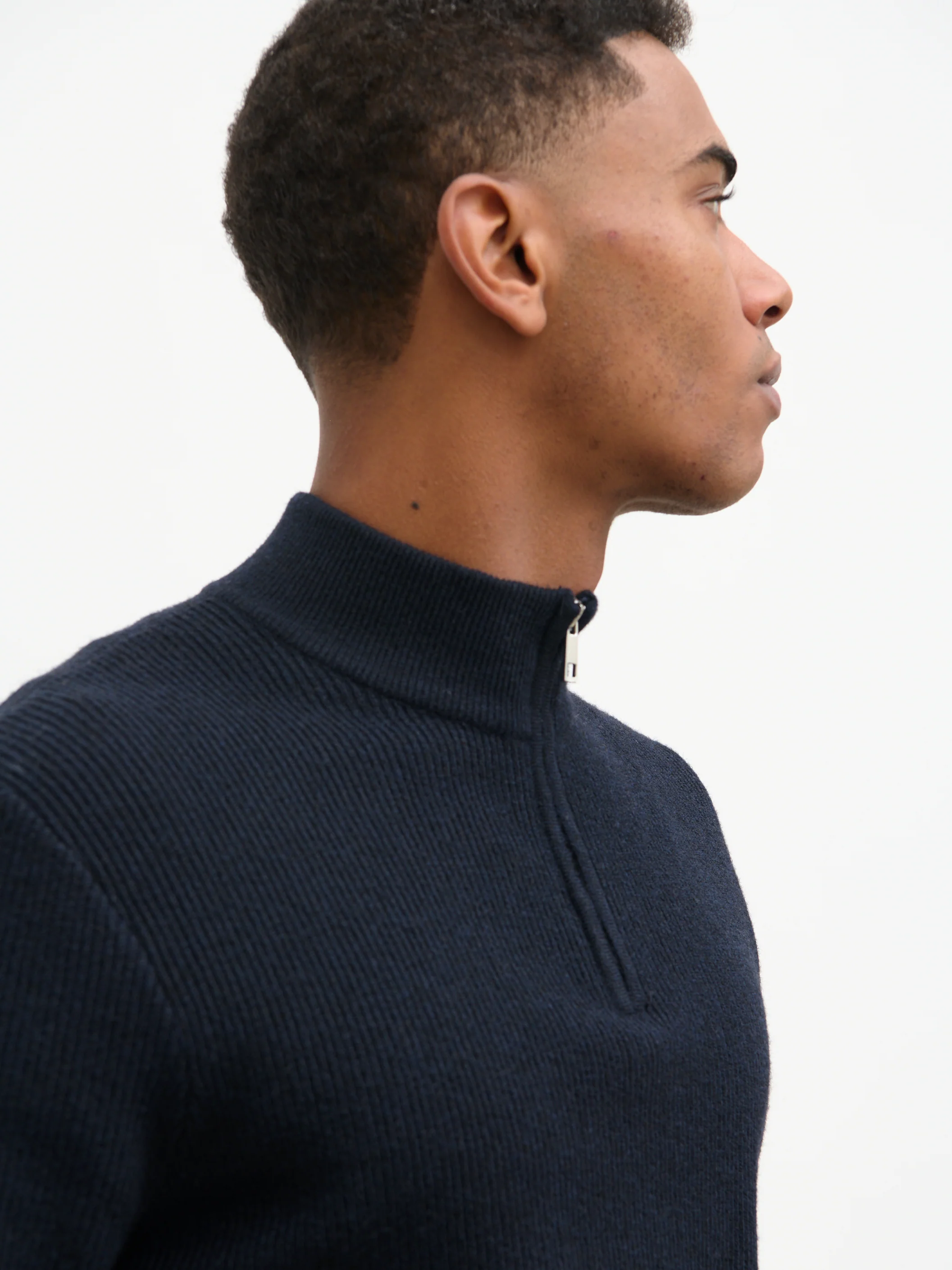 Elson Zip Funnel Neck Jumper - Navy - Image 3