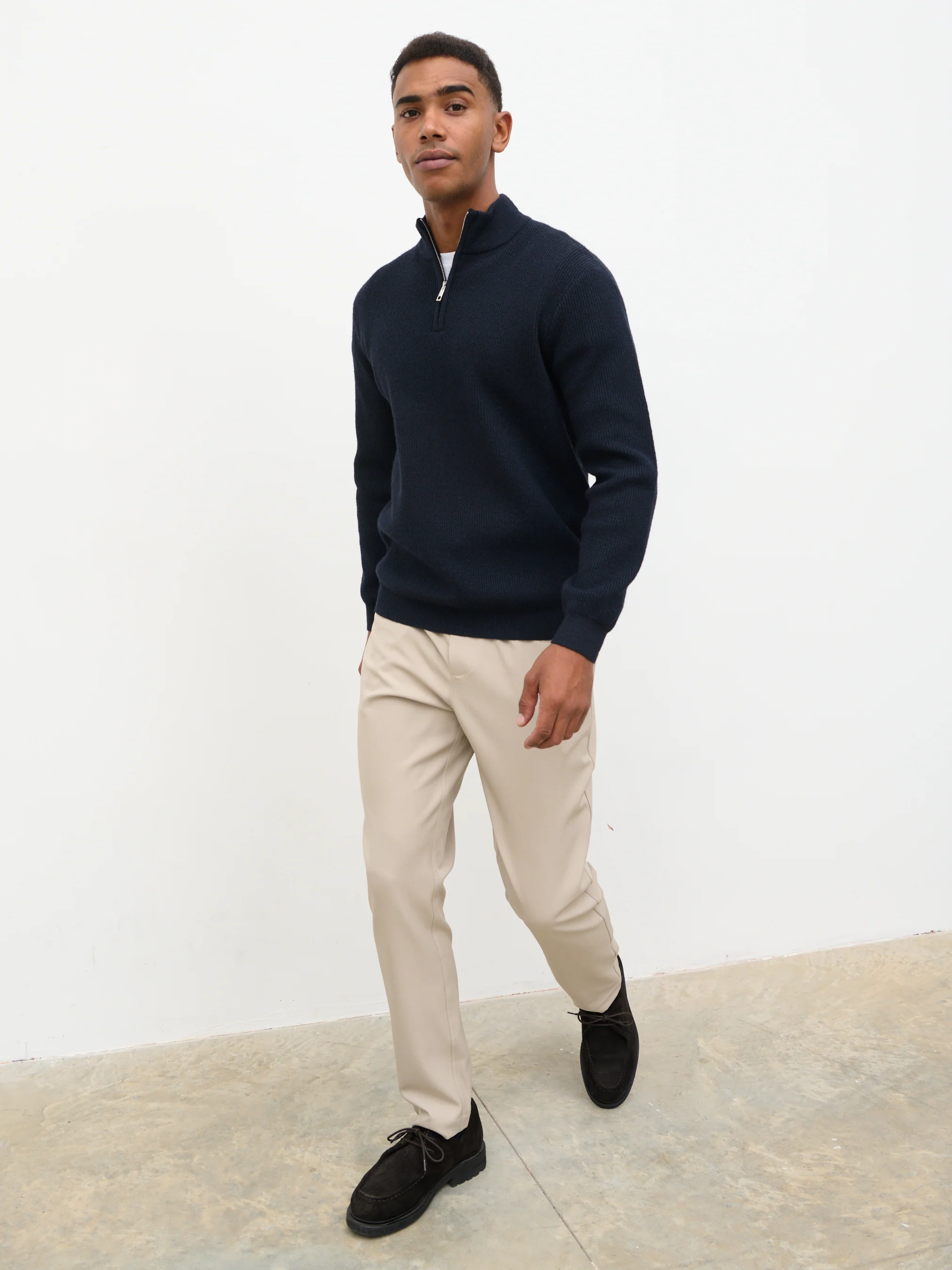 Elson Zip Funnel Neck Jumper - Navy - Image 4