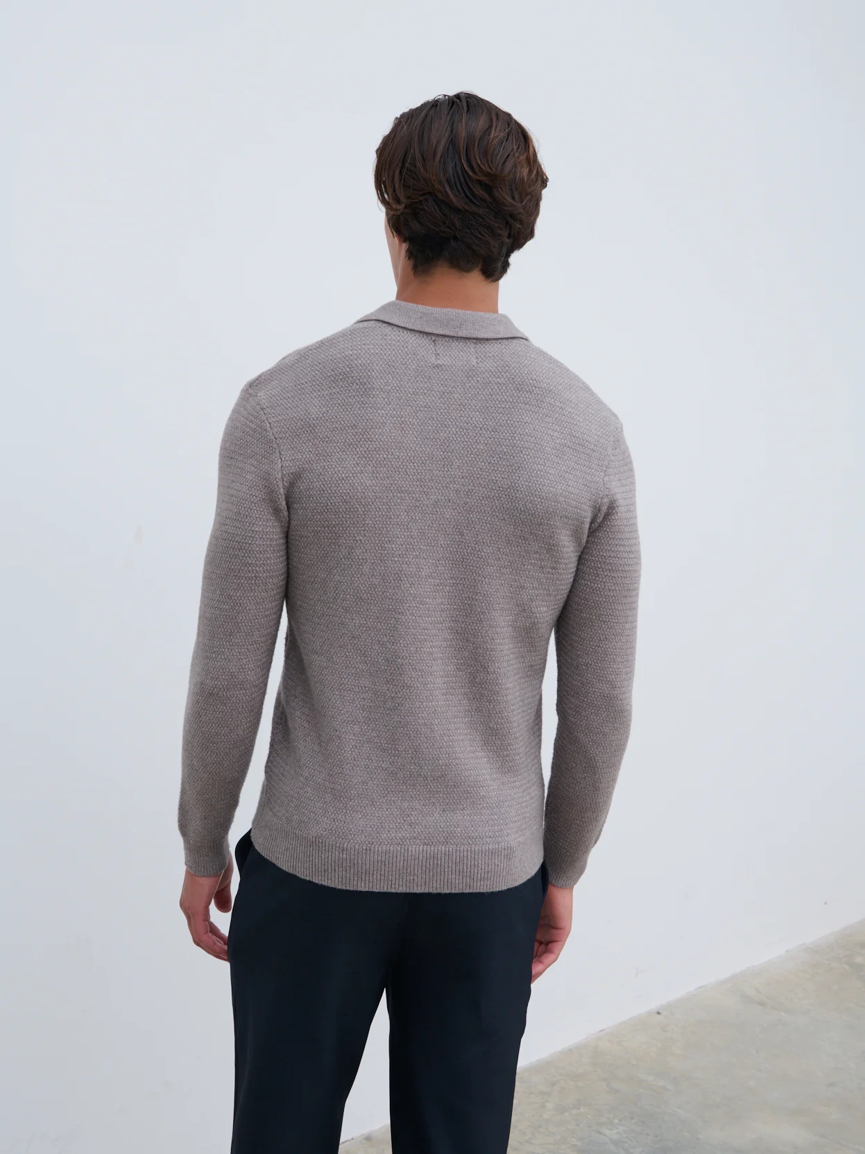 Franklin Textured Knit Polo - Dark Taupe - Image 4