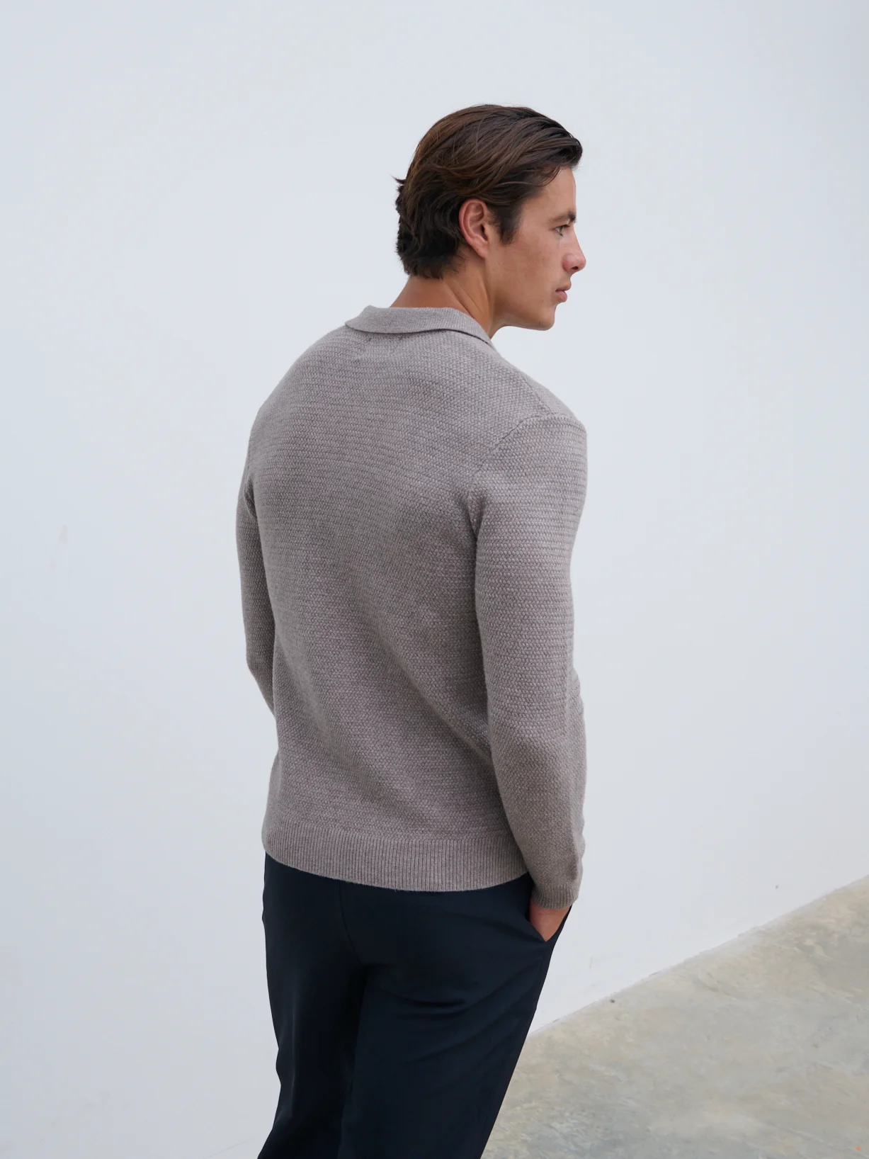 Franklin Textured Knit Polo - Dark Taupe - Image 5