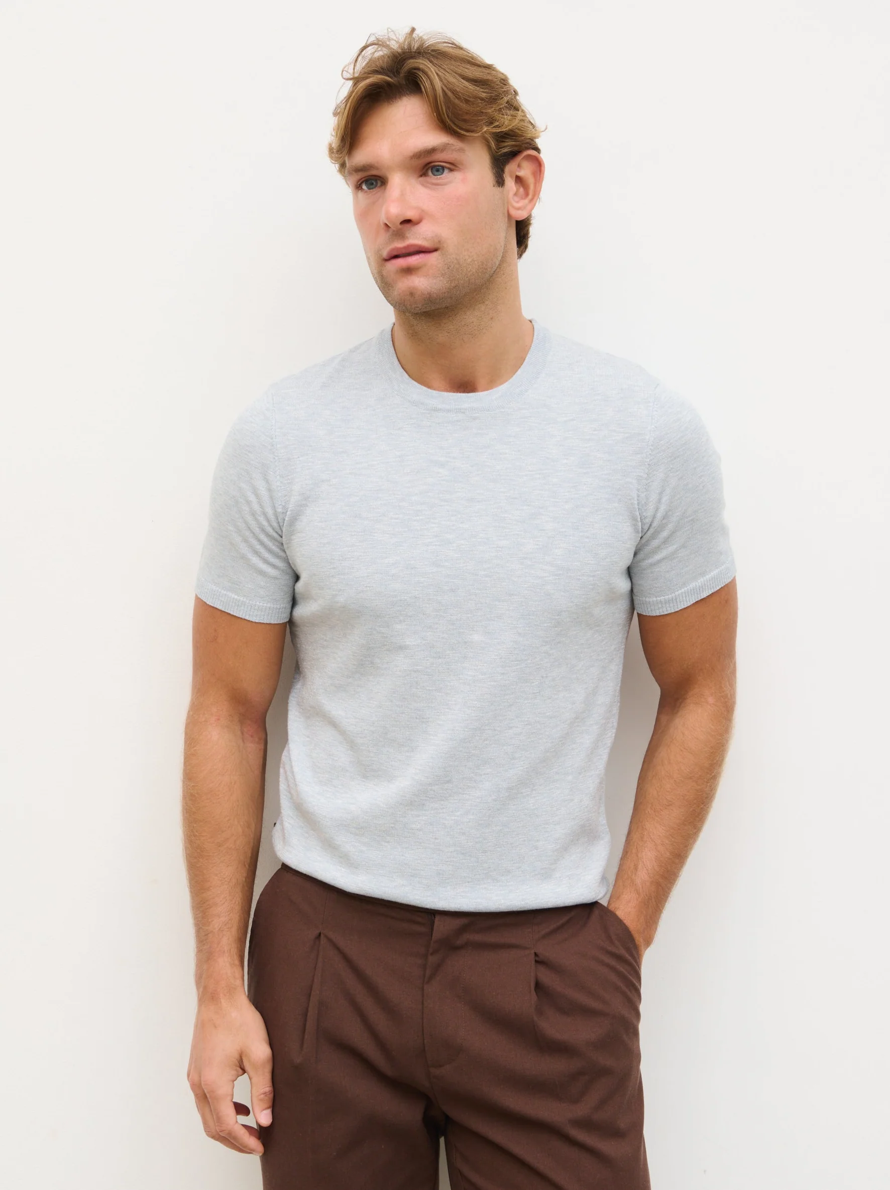 Harry Lightweight Knit T-Shirt - Blue Marl - Image 4