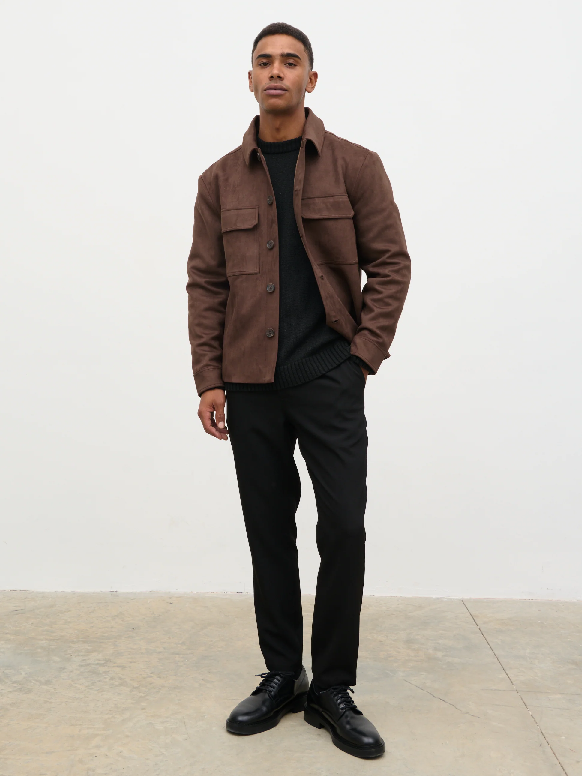 Hearn Faux Suede Jacket - Chocolate Brown - Image 2
