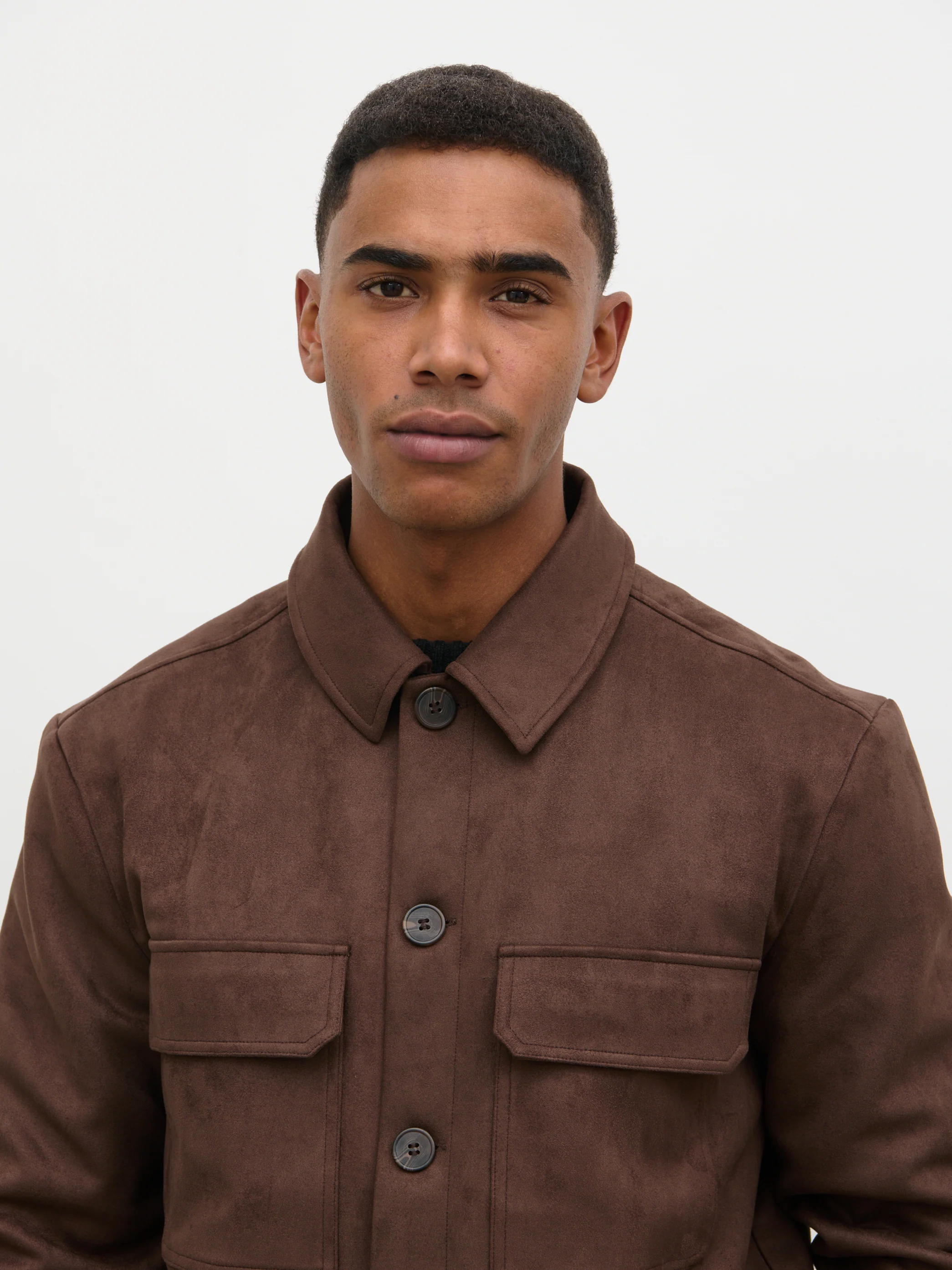 Hearn Faux Suede Jacket - Chocolate Brown - Image 3