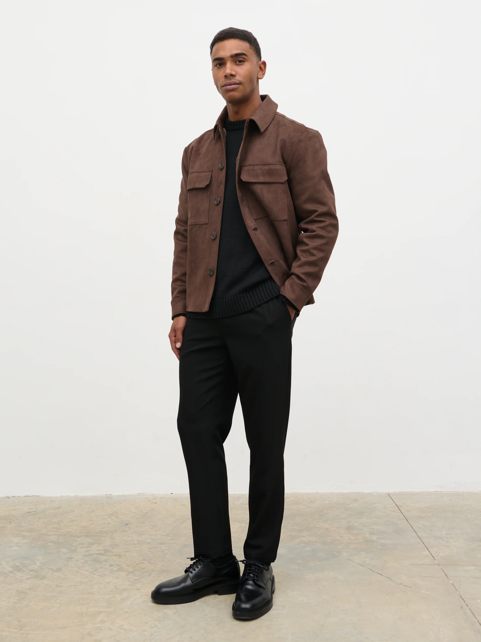 Hearn Faux Suede Jacket - Chocolate Brown - Image 4