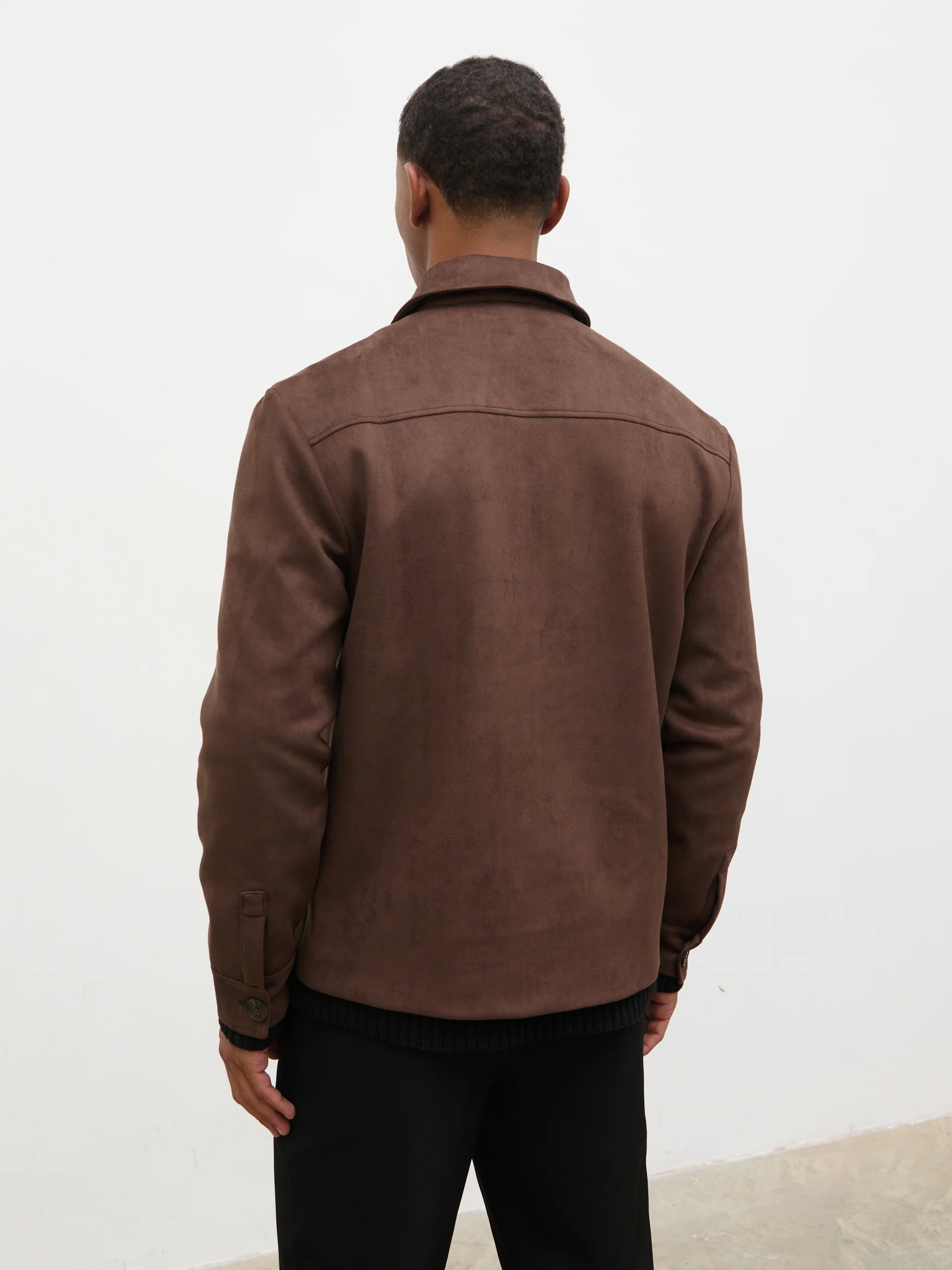 Hearn Faux Suede Jacket - Chocolate Brown - Image 6