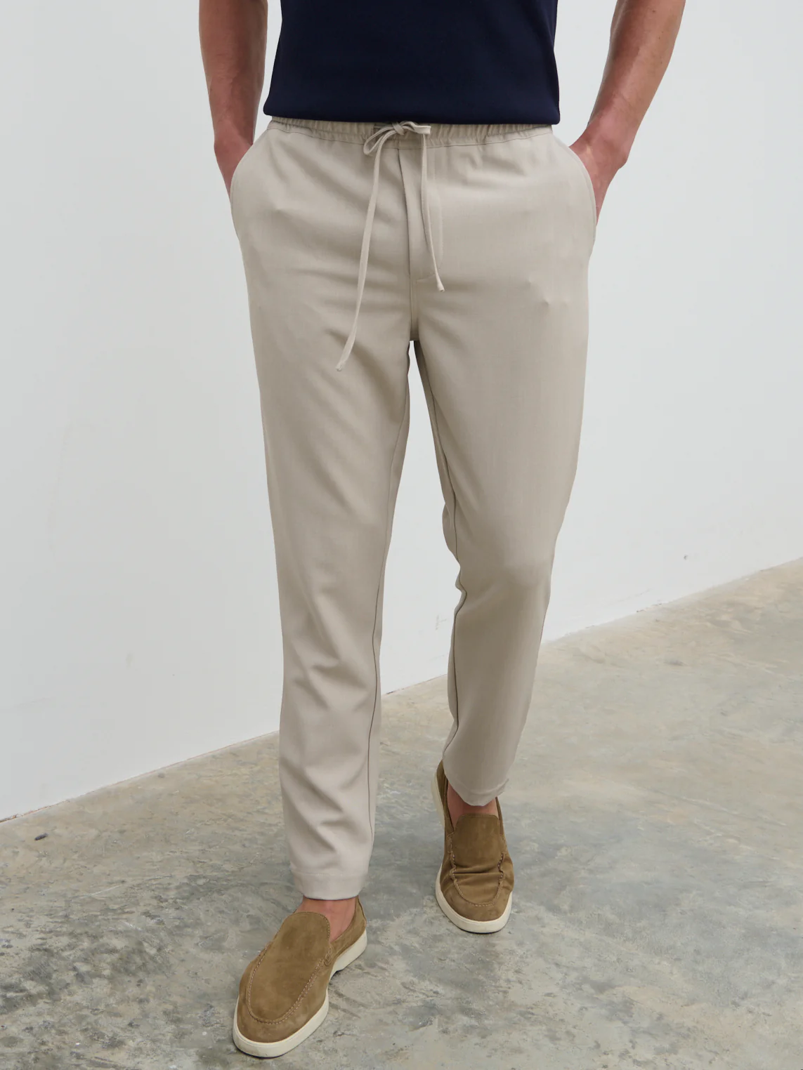 Hudson Drawstring Trousers - Stone - Image 5