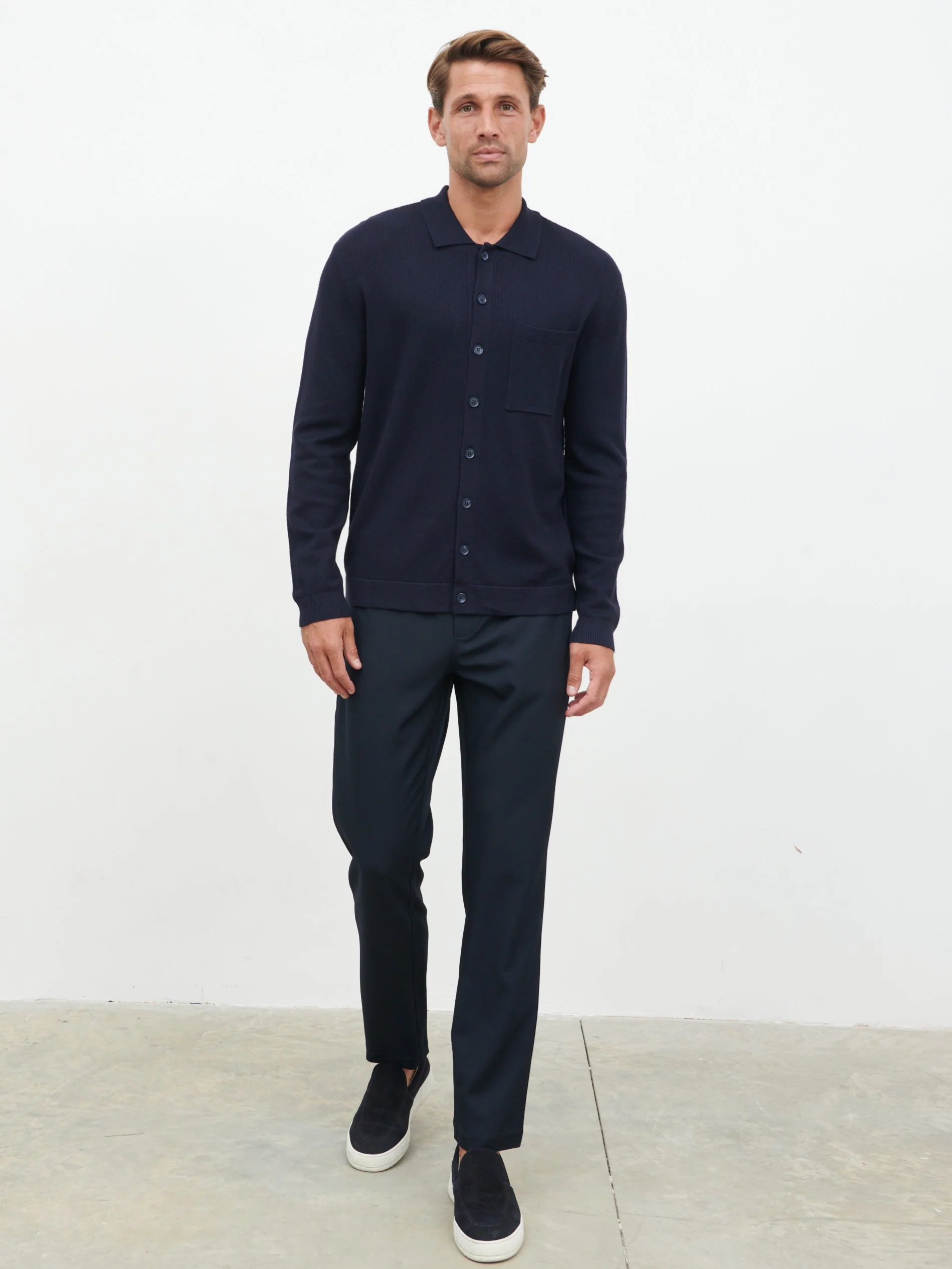 Jarvis Long Sleeve Knit Shirt - Navy - Image 3